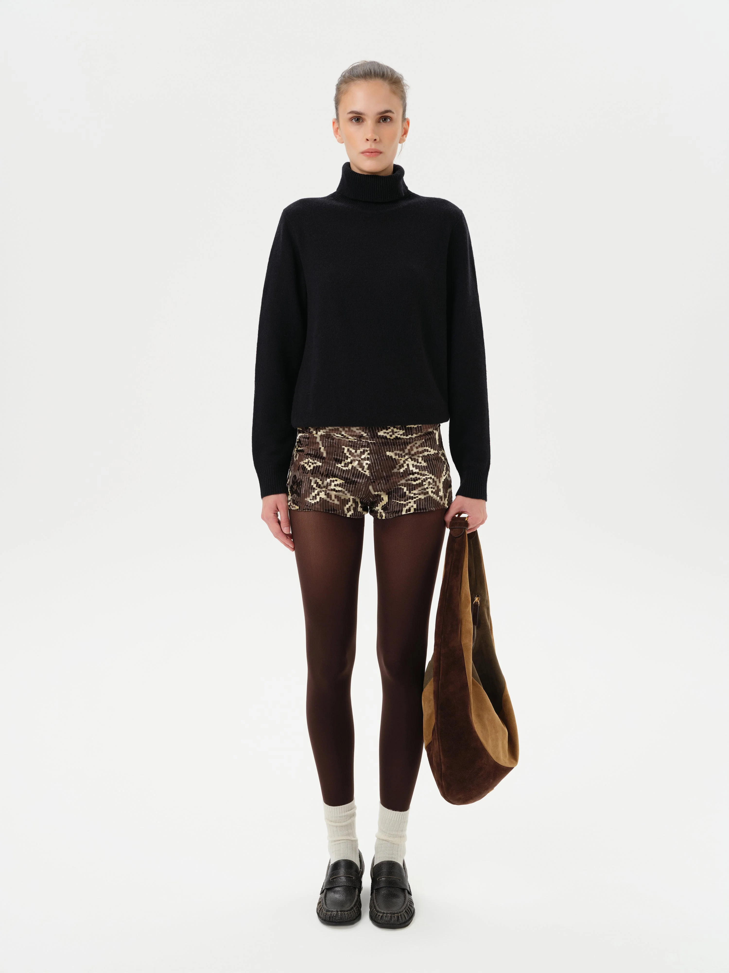 AFRA - Low-rise printed velvet mini shorts