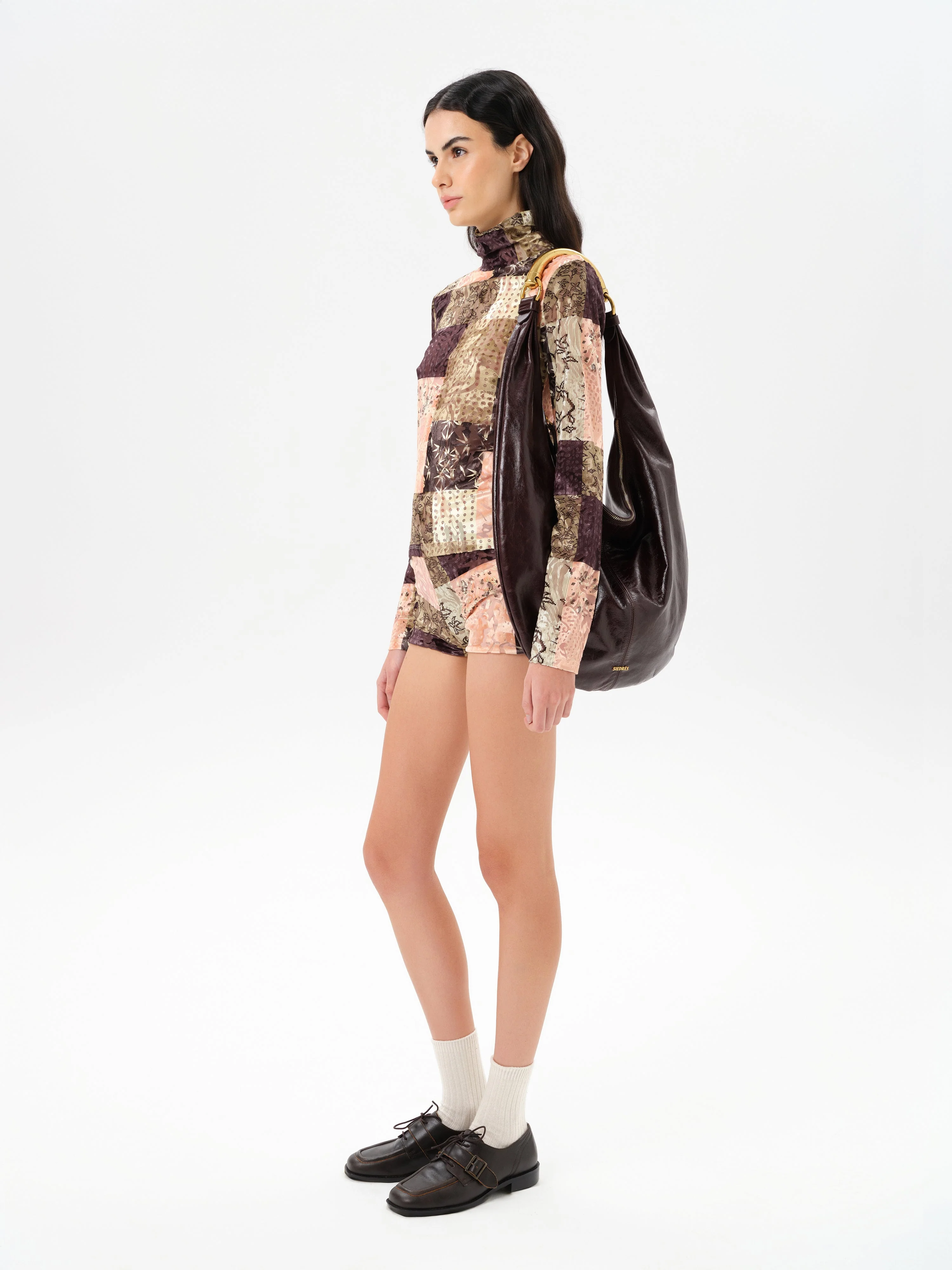 AFRA - Low-rise printed velvet mini shorts - Image 2