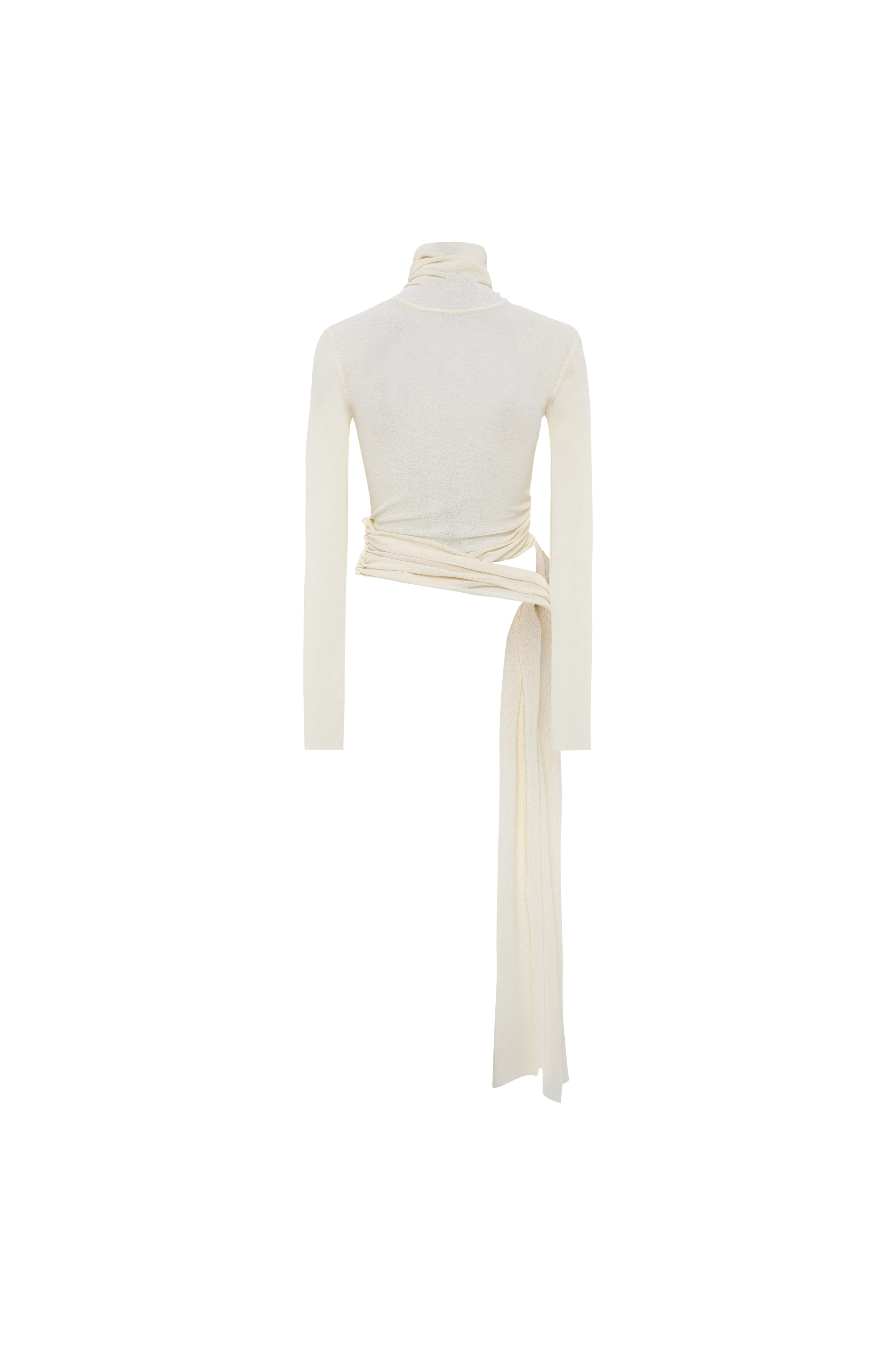 ALBA - Fitted long-sleeve mesh top with side tie detail - Image 7