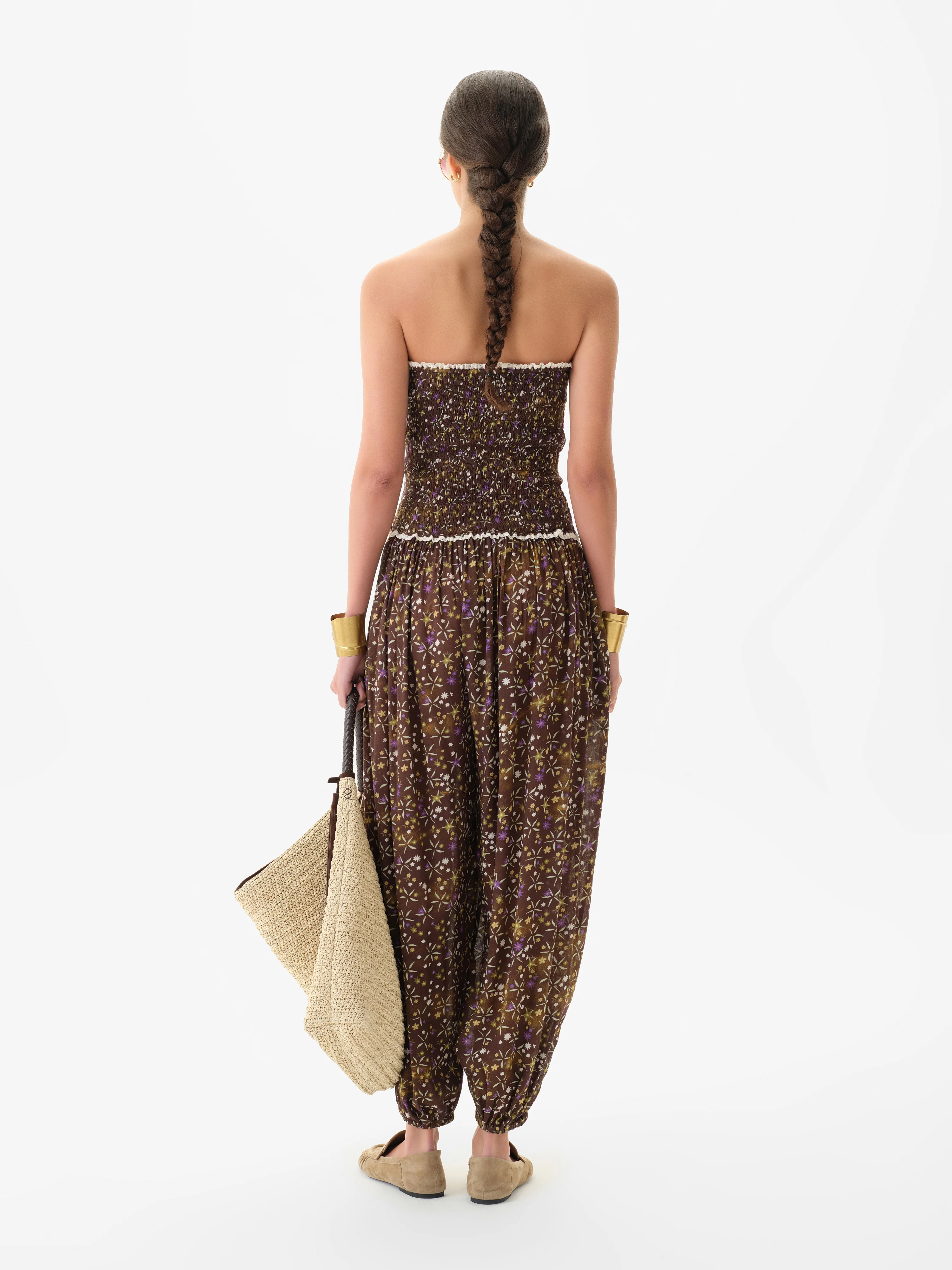 ANAIS - Floral printed strapless balloon-leg jumpsuit - Image 3
