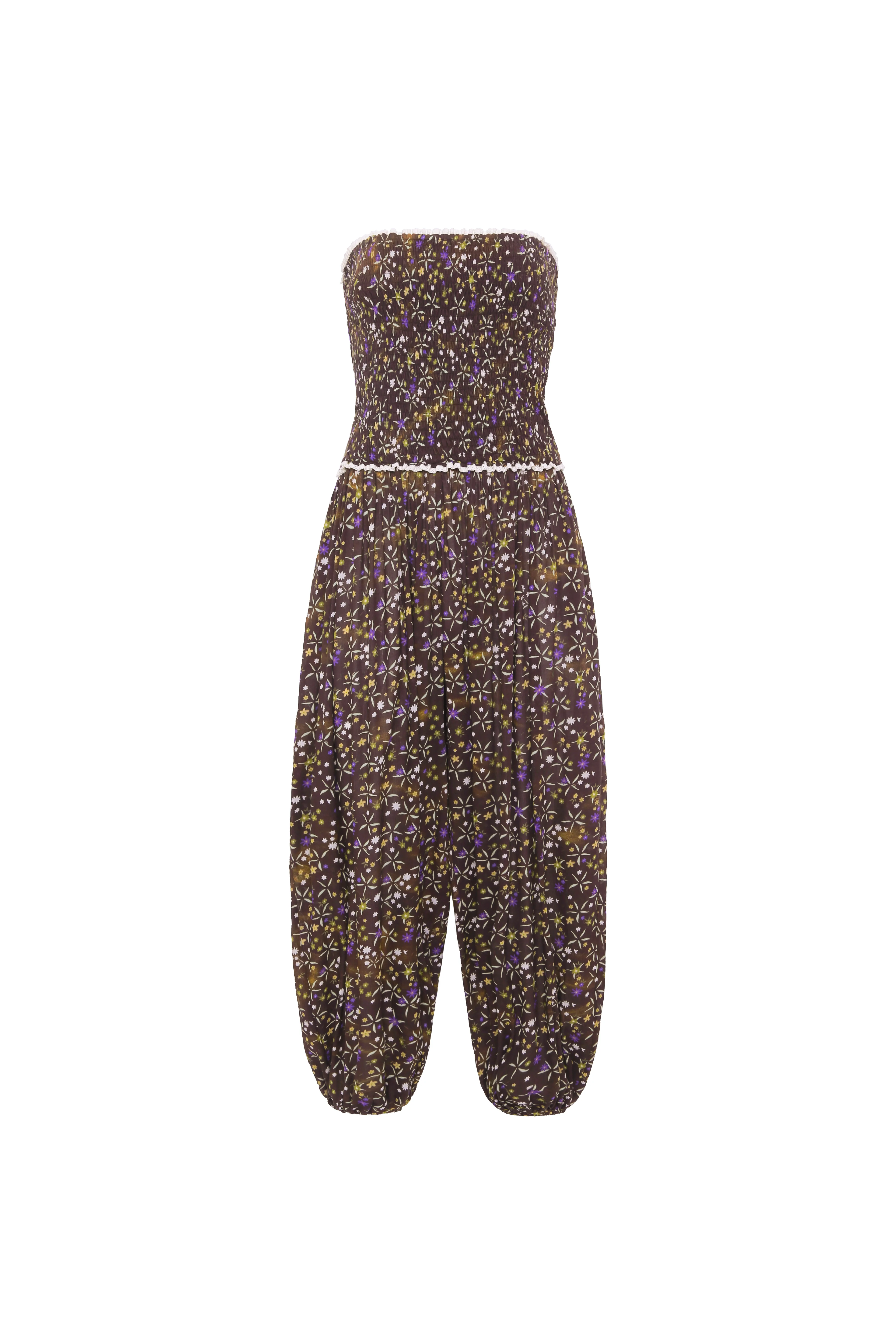 ANAIS - Floral printed strapless balloon-leg jumpsuit - Image 4