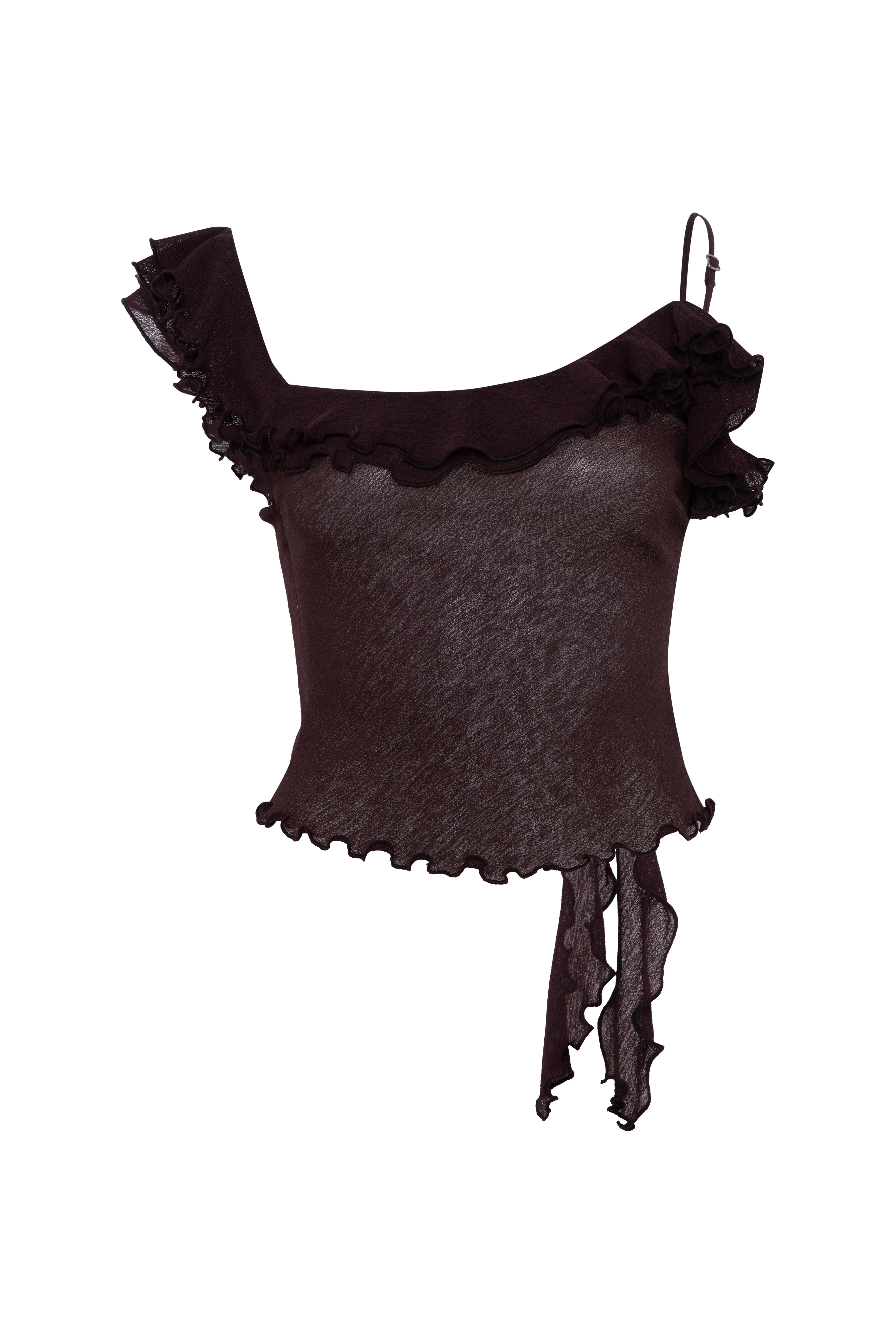 ARLA - Sheer mesh top with ruffle detail - Image 6