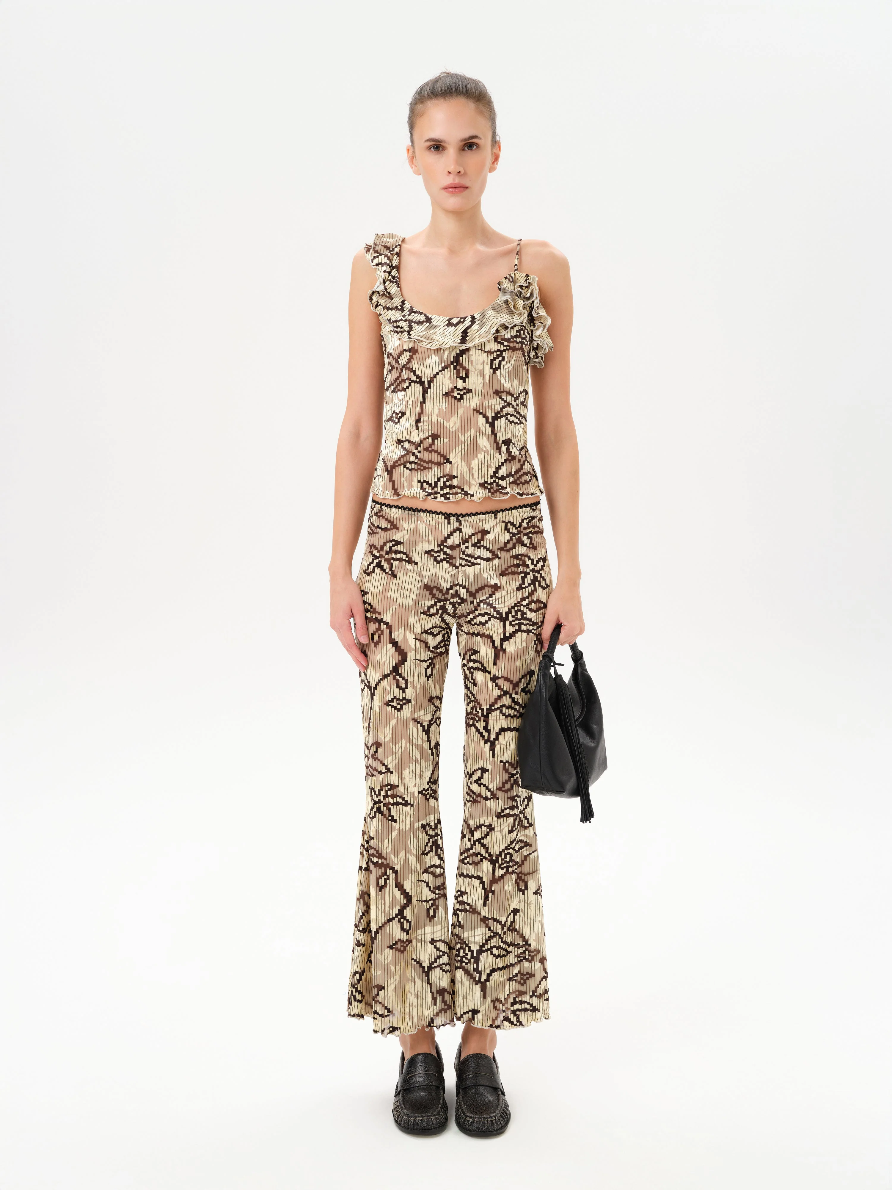 ARLA - Velvet devoré printed top with shoulder detail - Image 3