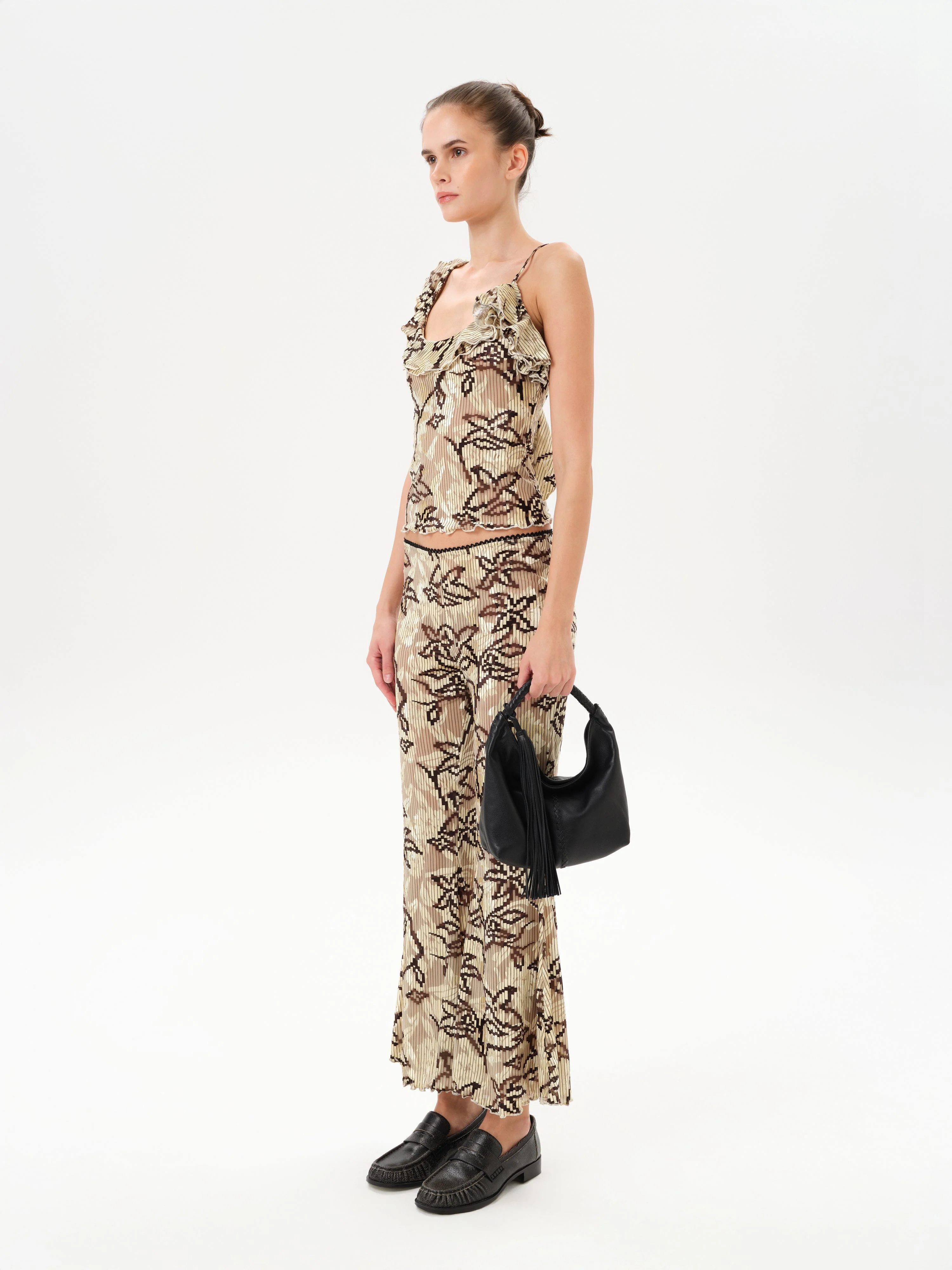ARLA - Velvet devoré printed top with shoulder detail - Image 4
