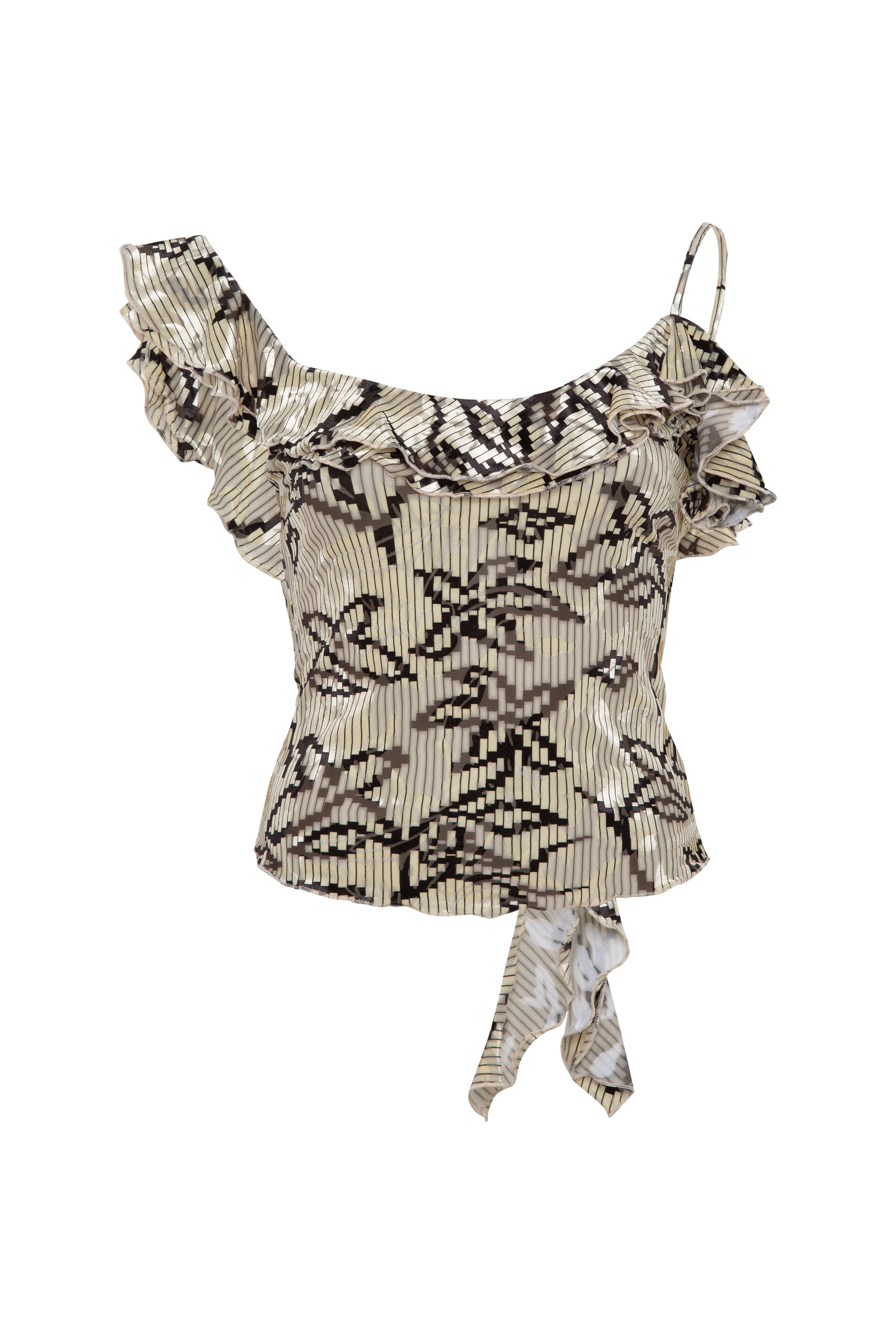 ARLA - Velvet devoré printed top with shoulder detail - Image 7