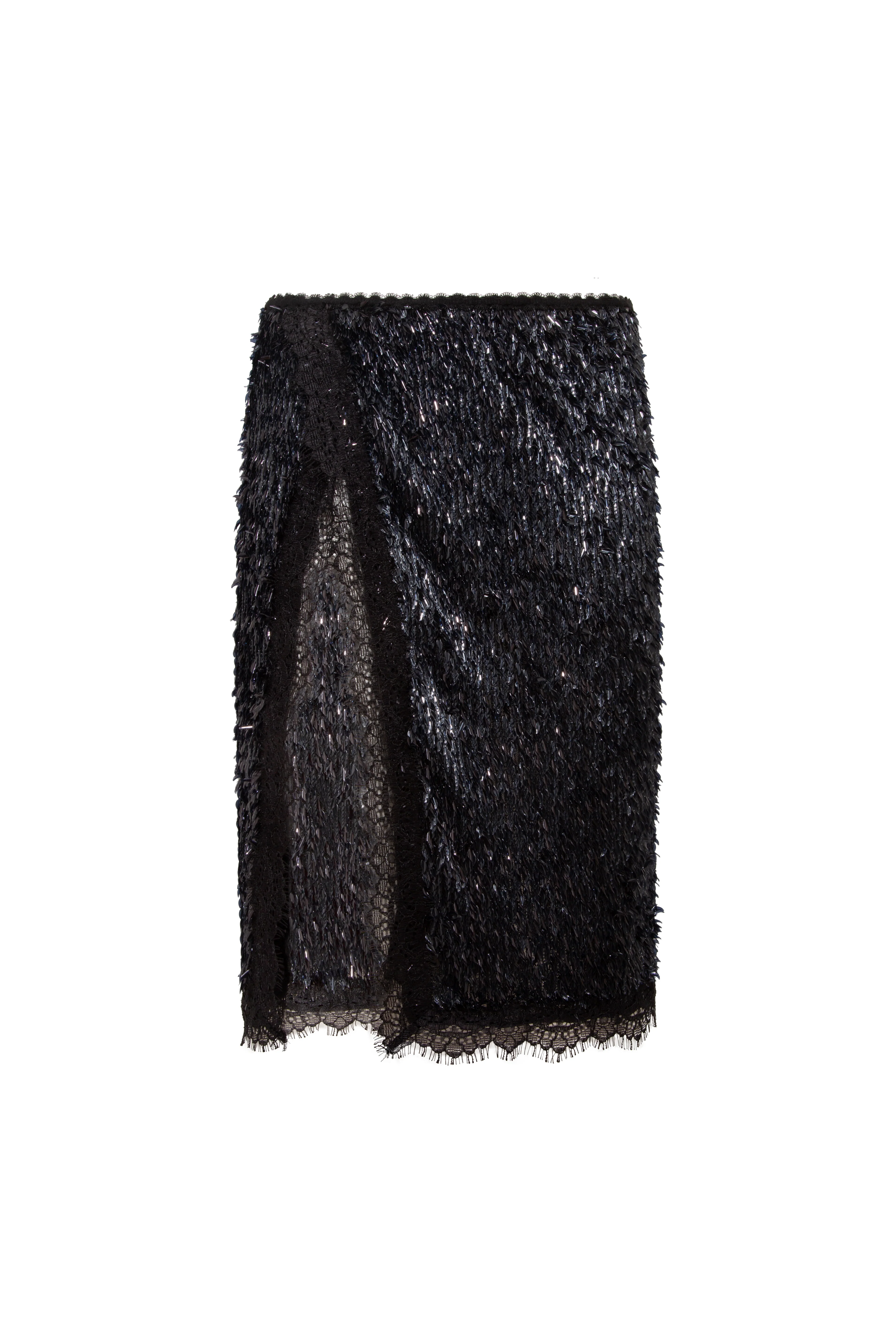 BIANCA - Sequin midi skirt with laced side slit - Image 4