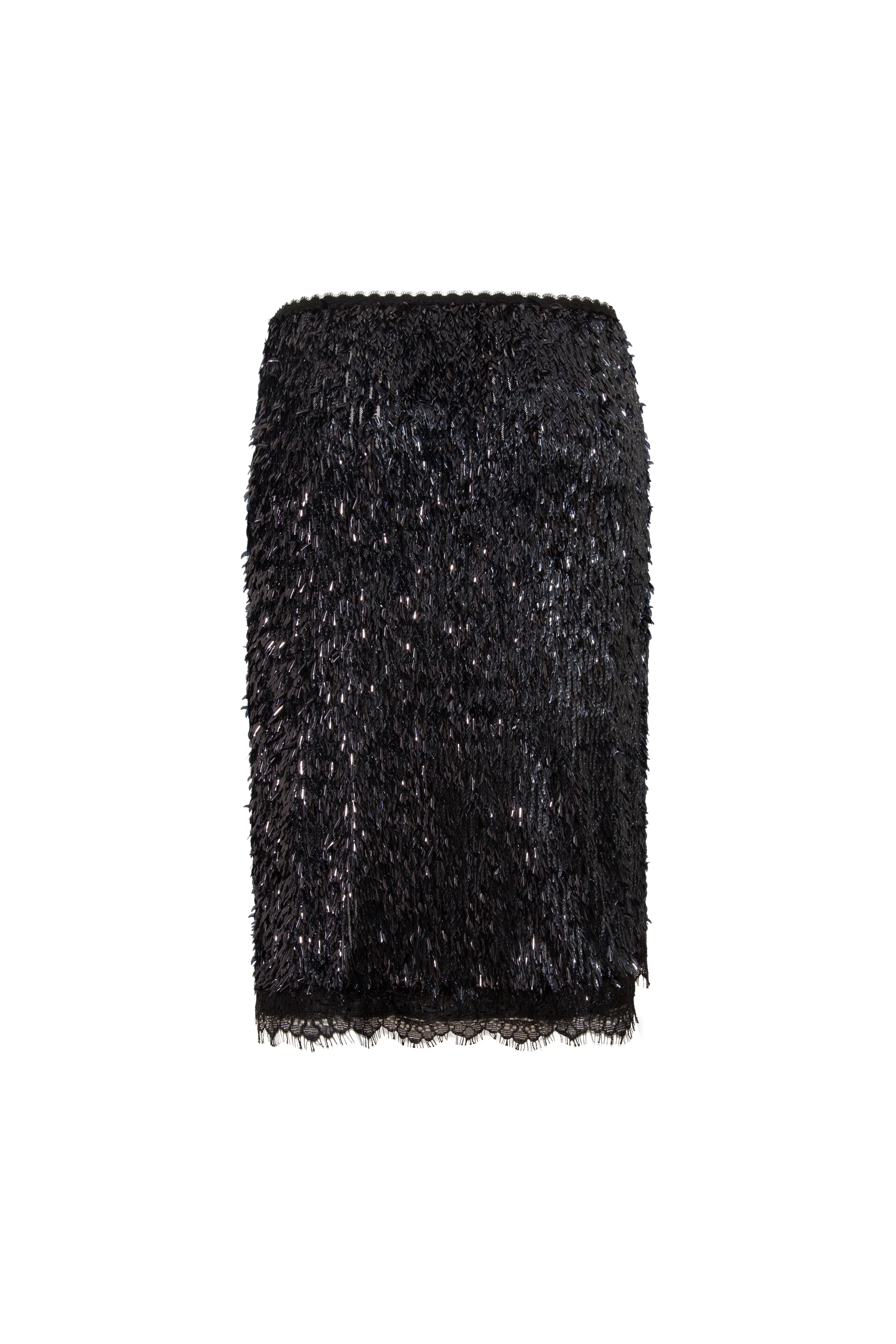 BIANCA - Sequin midi skirt with laced side slit - Image 5