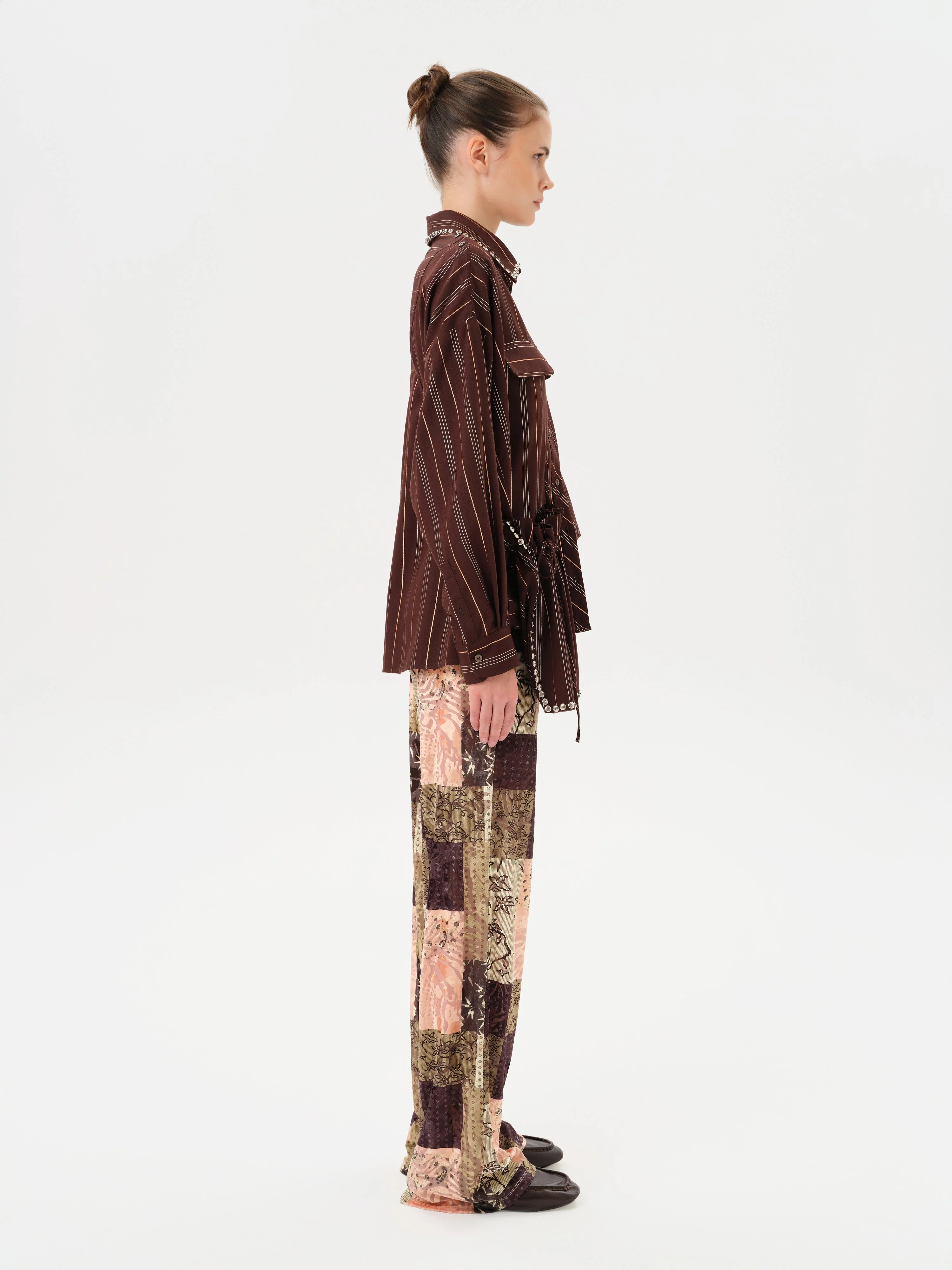 BRITY - Low-rise patchwork velvet pants - Image 5