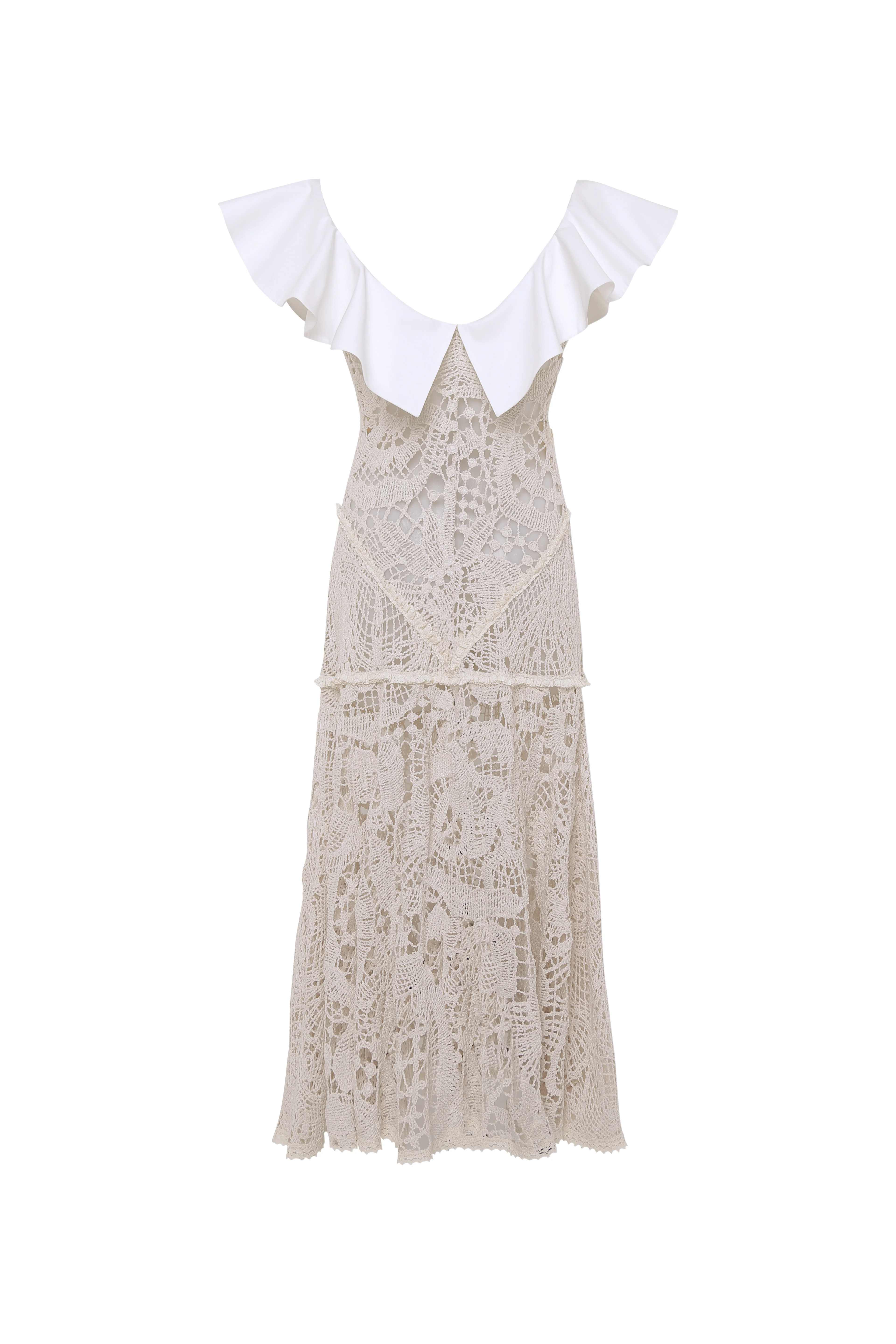CAENES - Crochet dress with contrast poplin collar - Image 4