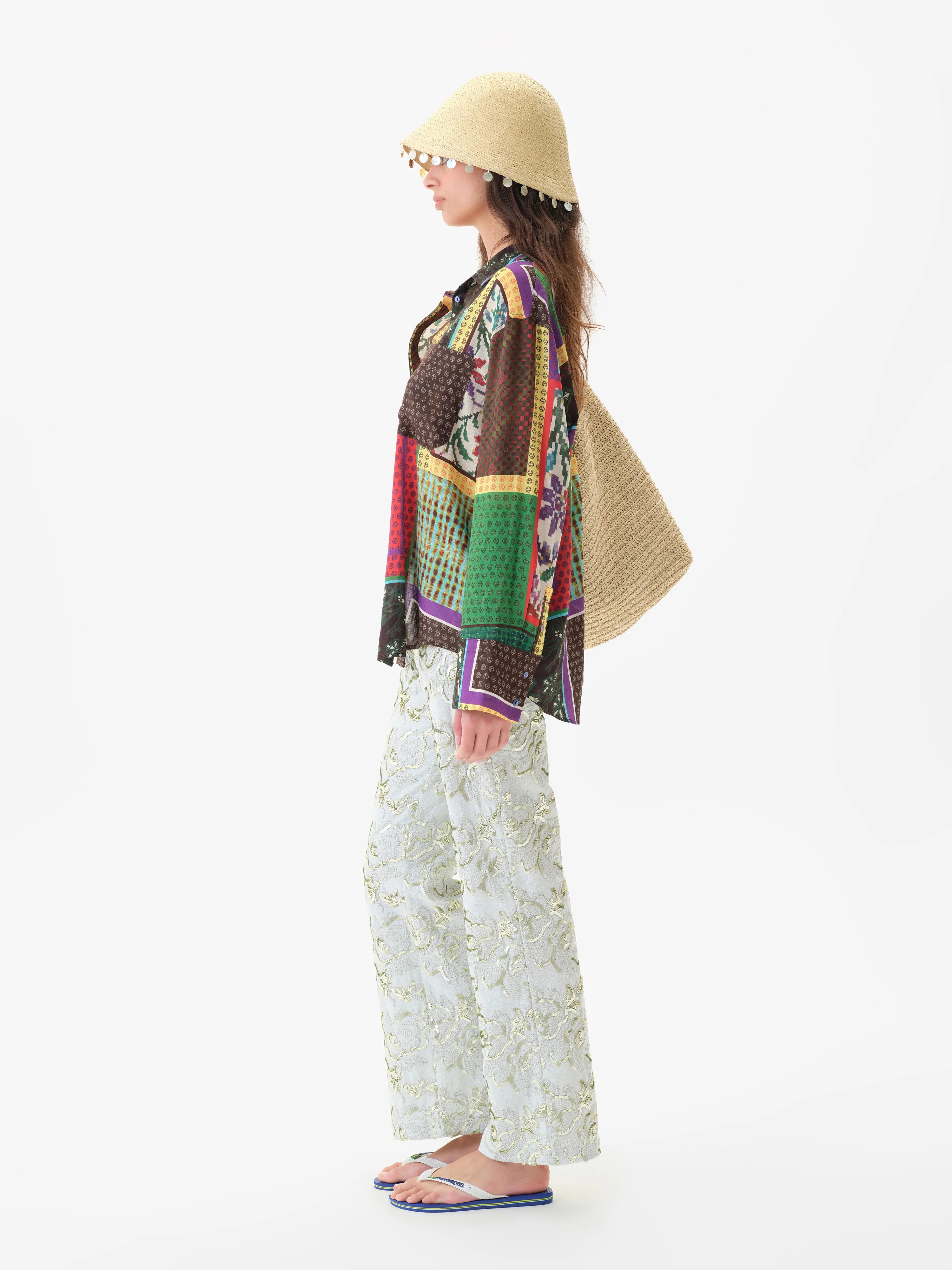 CERA - Floral sequin-embroidered straight-leg pants - Image 3