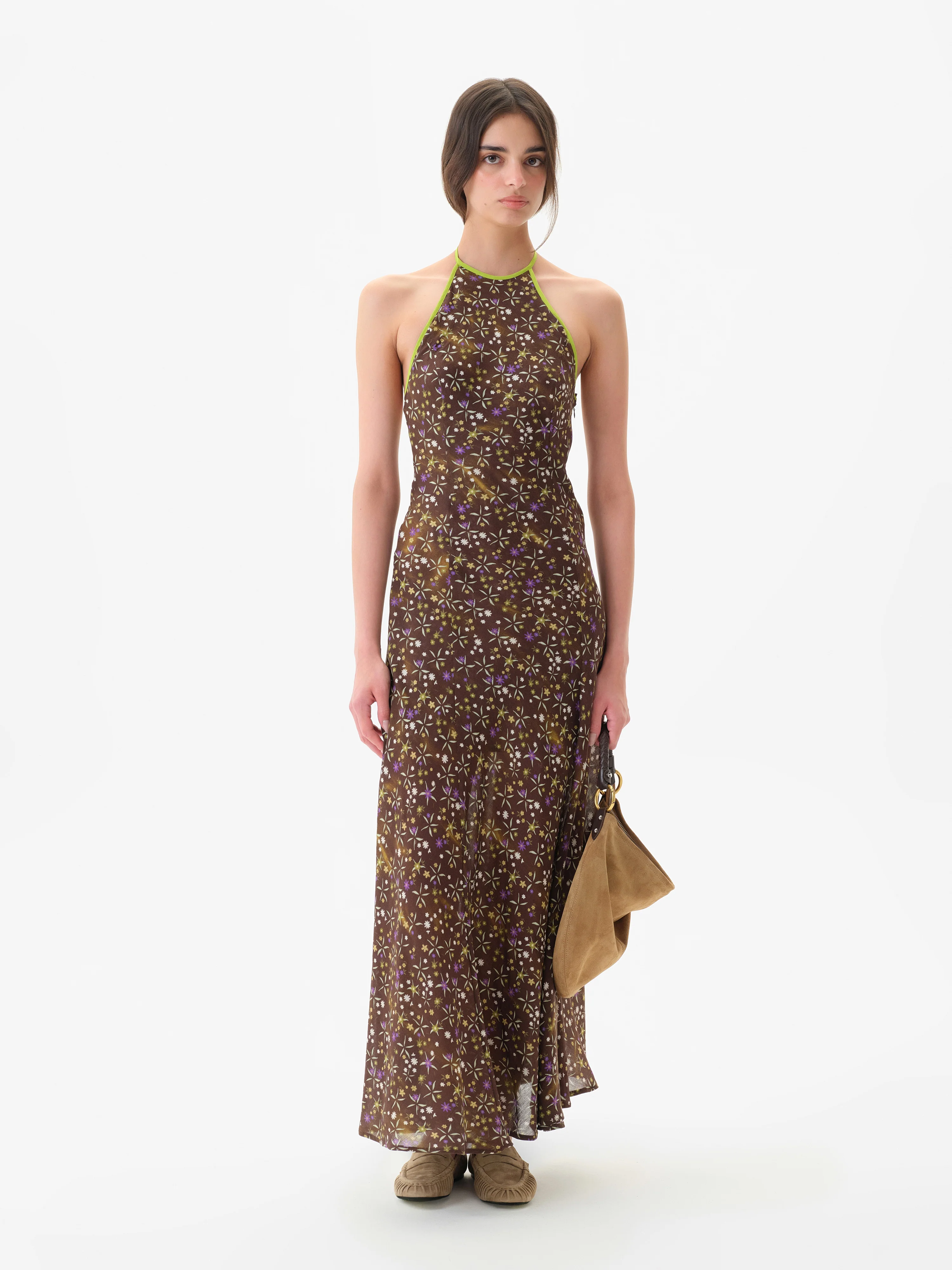 CHARLOTTE - Floral print open-back maxi voile dress
