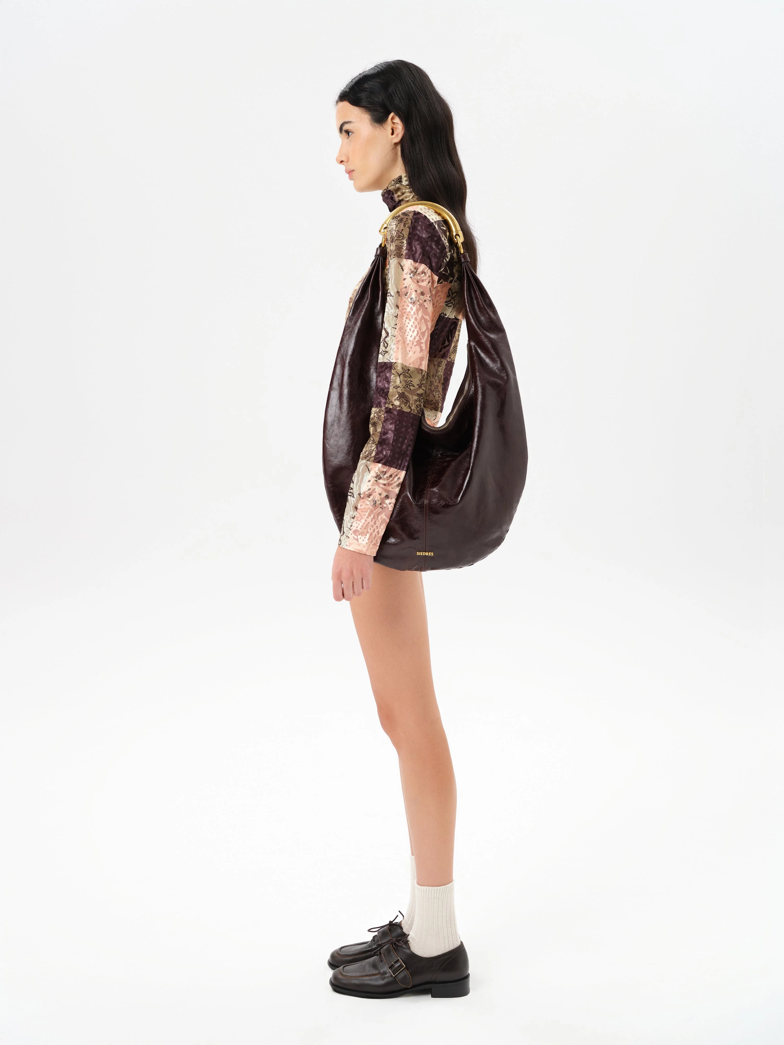 CODY - Patchwork print long sleeve velvet top - Image 4