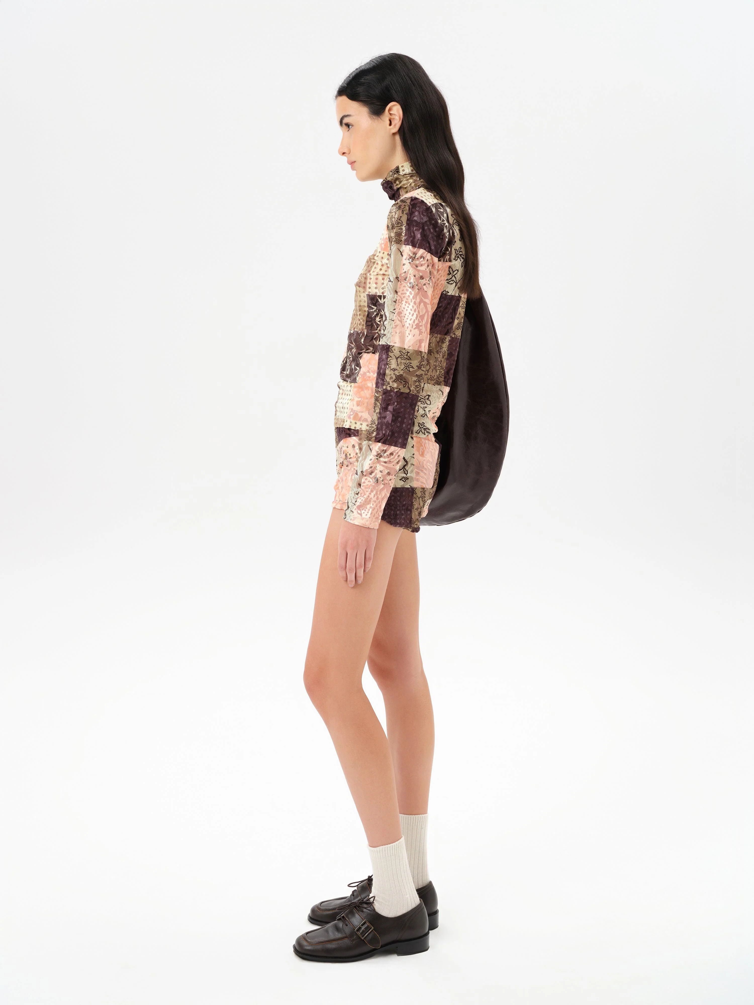 CODY - Patchwork print long sleeve velvet top - Image 5