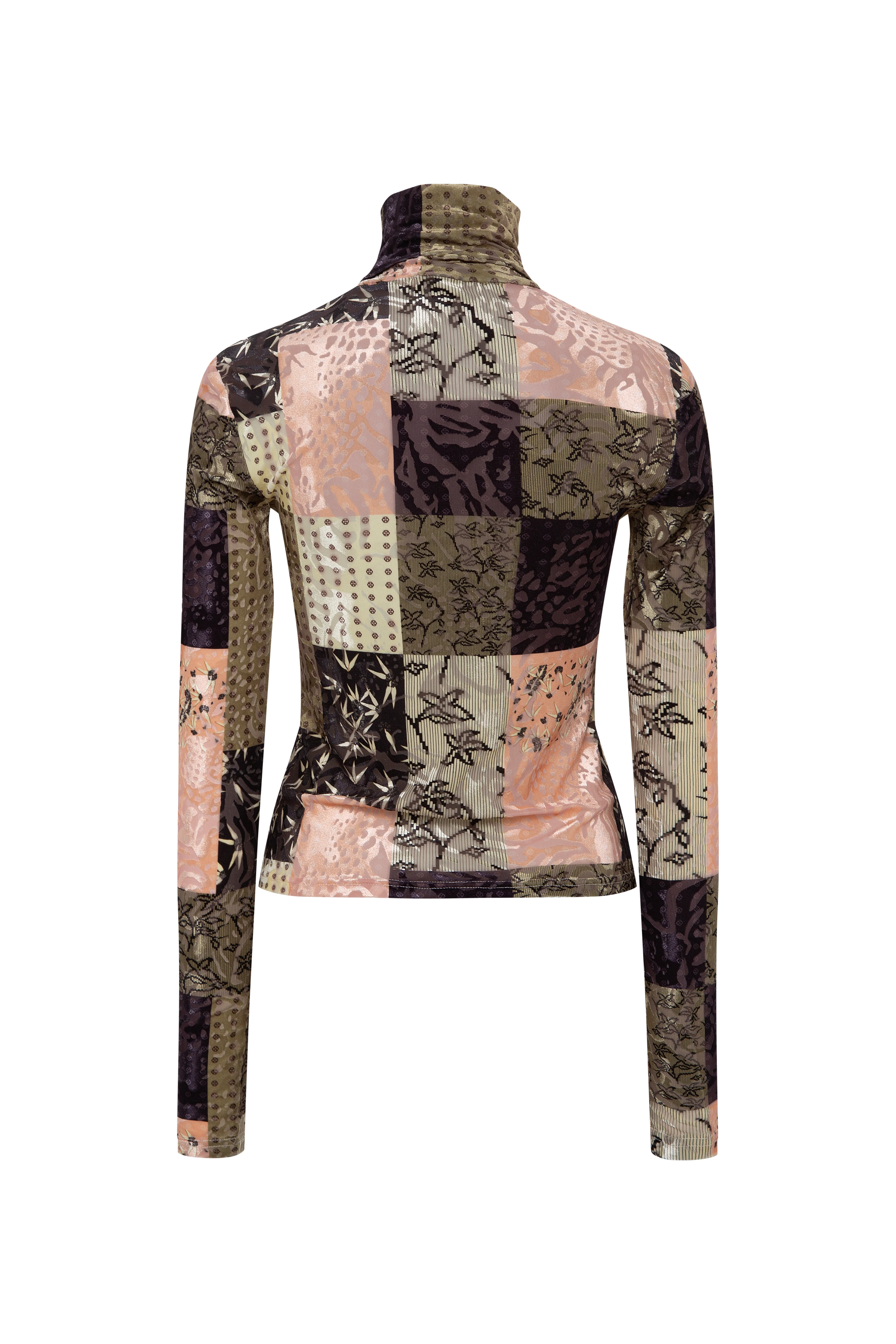 CODY - Patchwork print long sleeve velvet top - Image 8