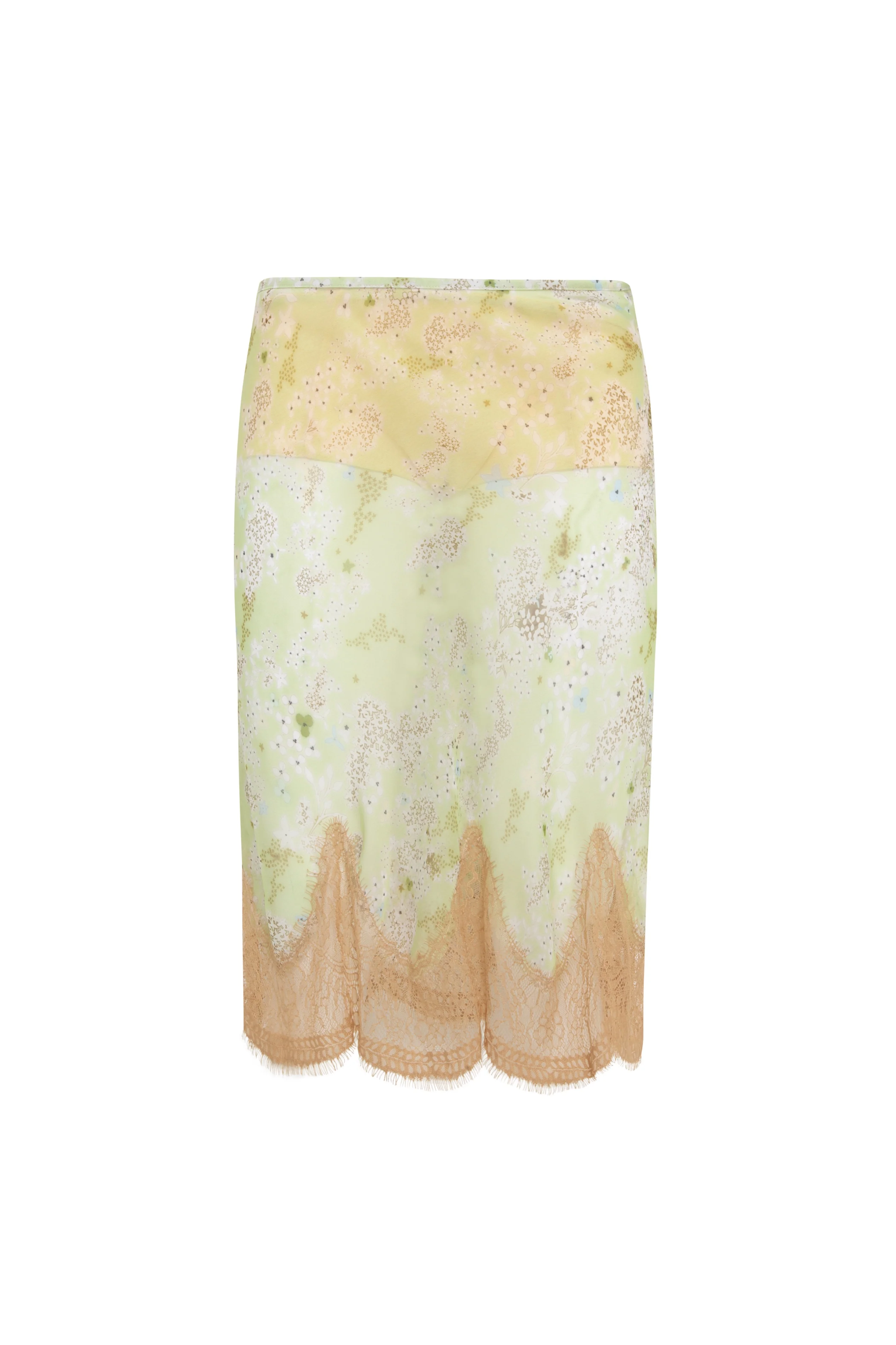 COLETTE - Printed chiffon midi skirt with lace hem