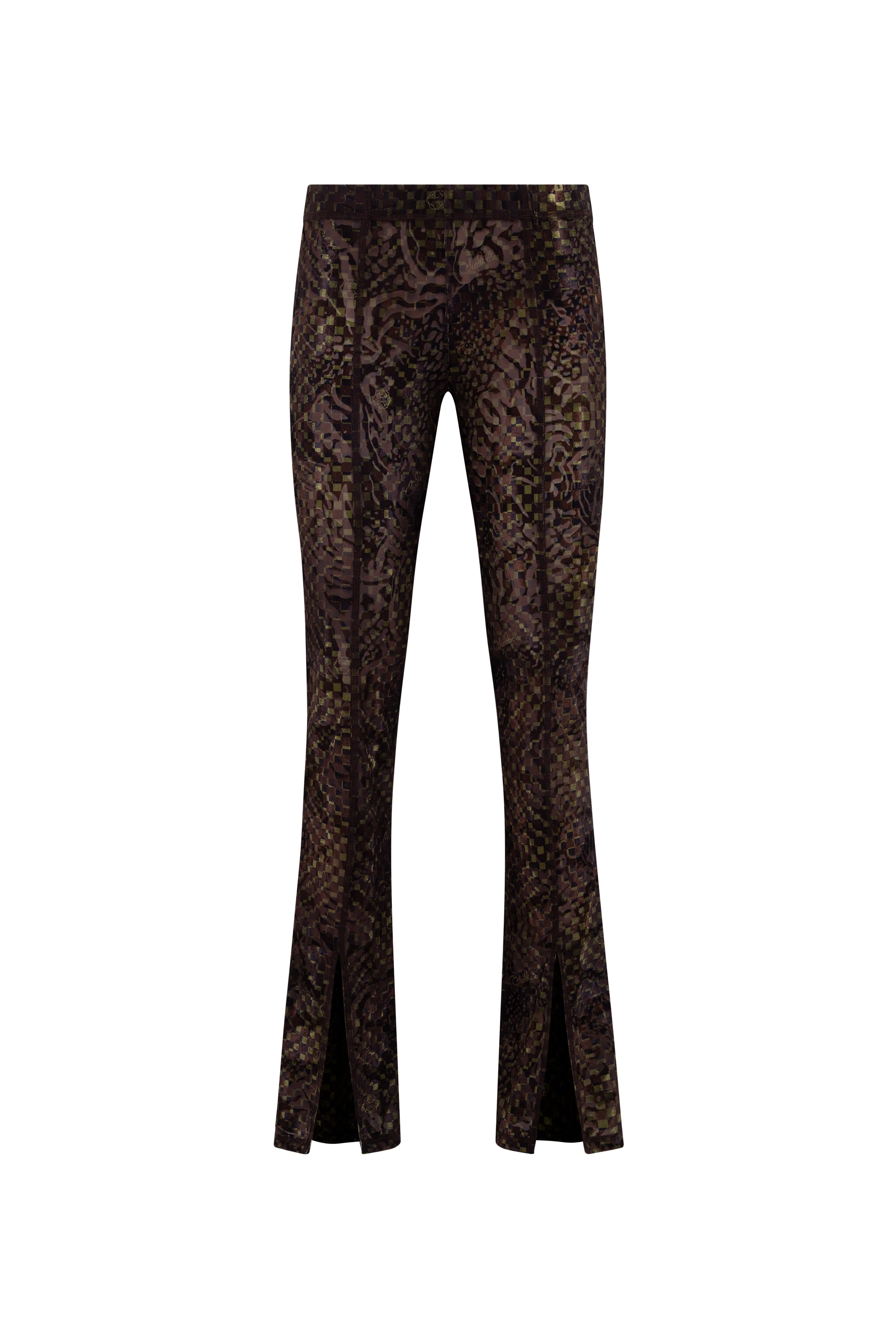 DORY - Mid-rise printed velvet pants - Image 4