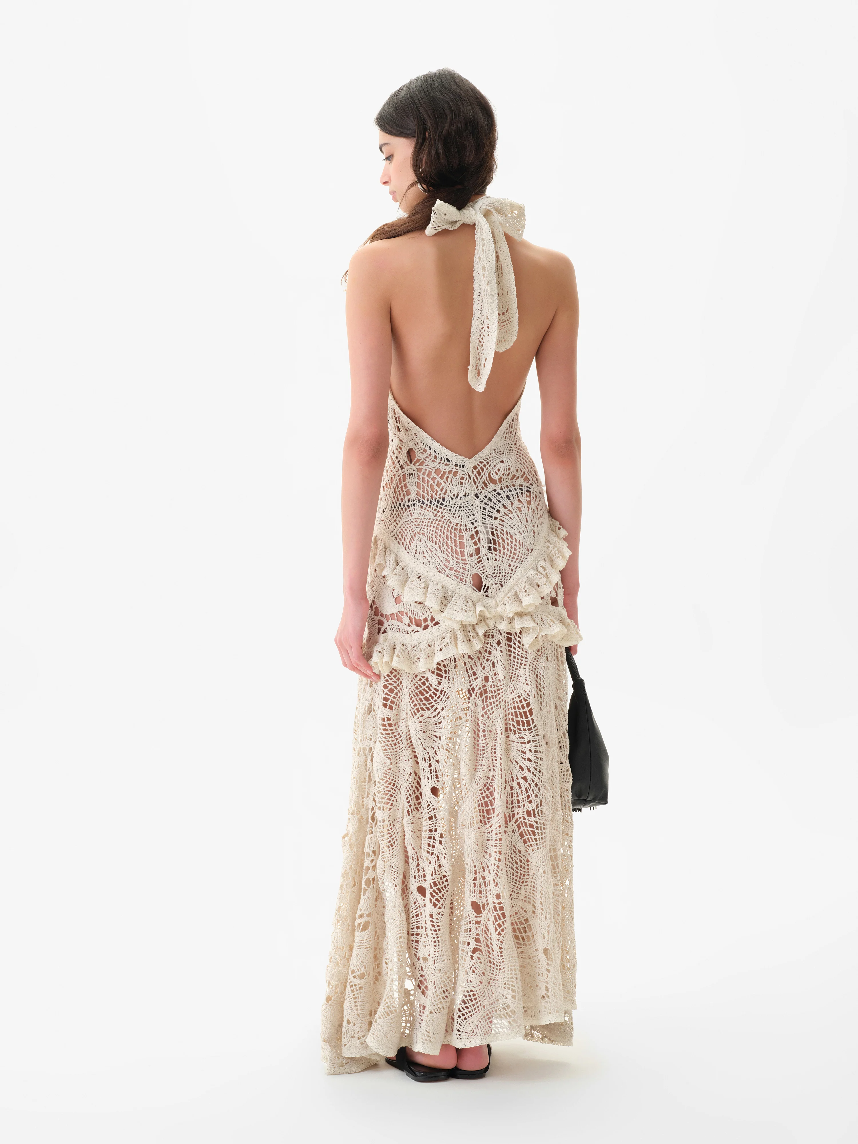 ELVIRA - Crocheted halterneck maxi dress with ruffles - Image 3