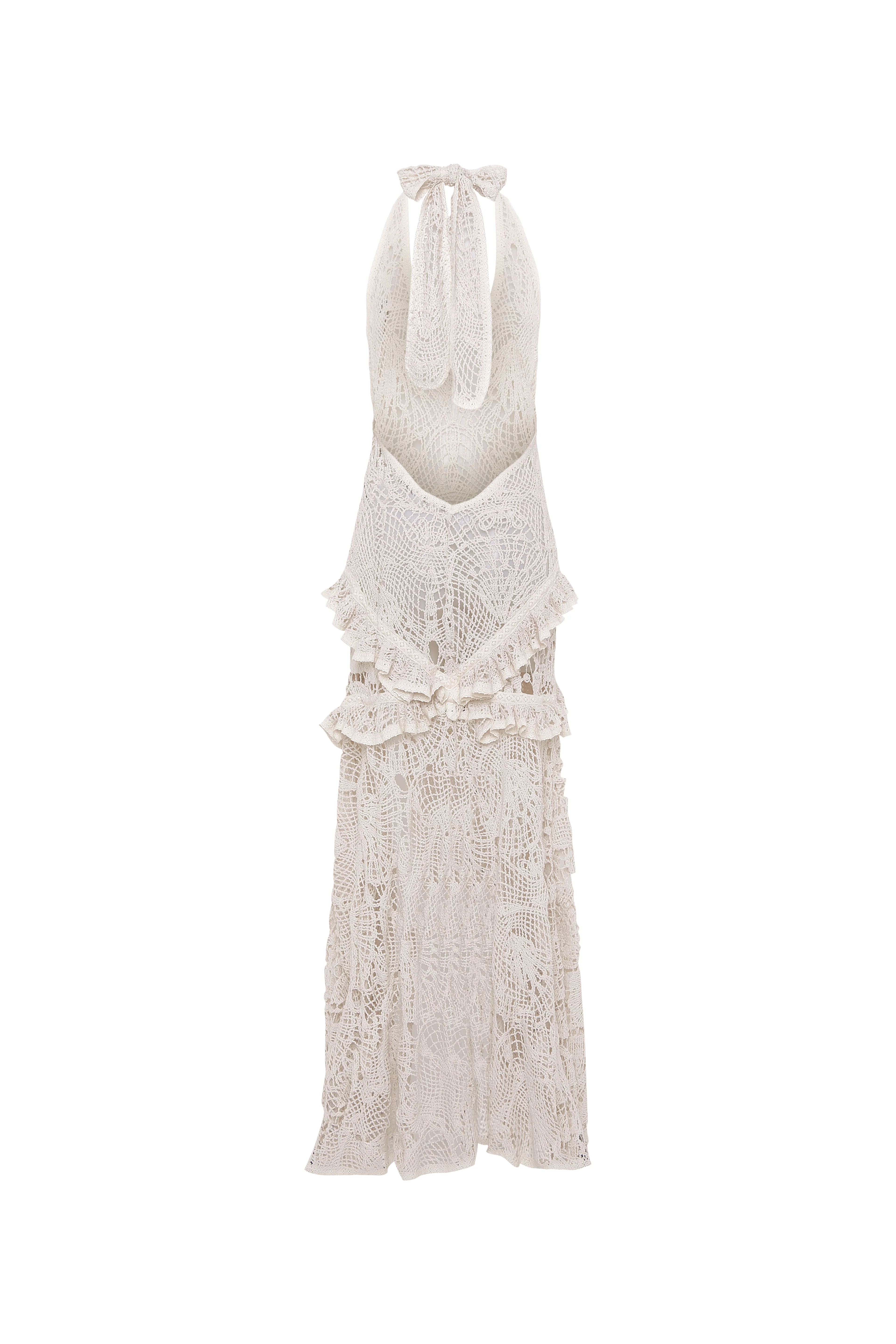 ELVIRA - Crocheted halterneck maxi dress with ruffles - Image 5