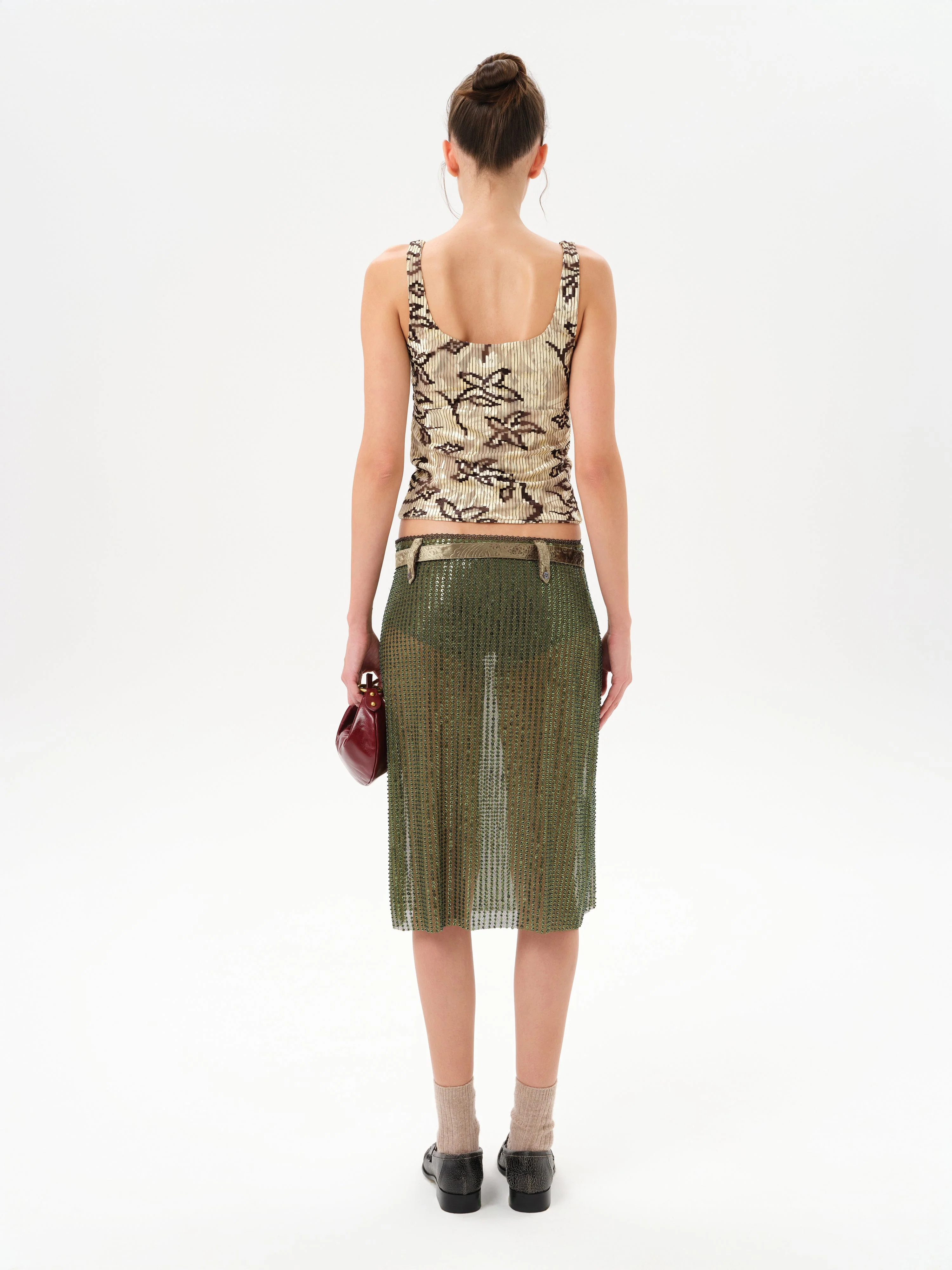 ESTELLE - Sequin sheer midi skirt with belt detail - Image 4