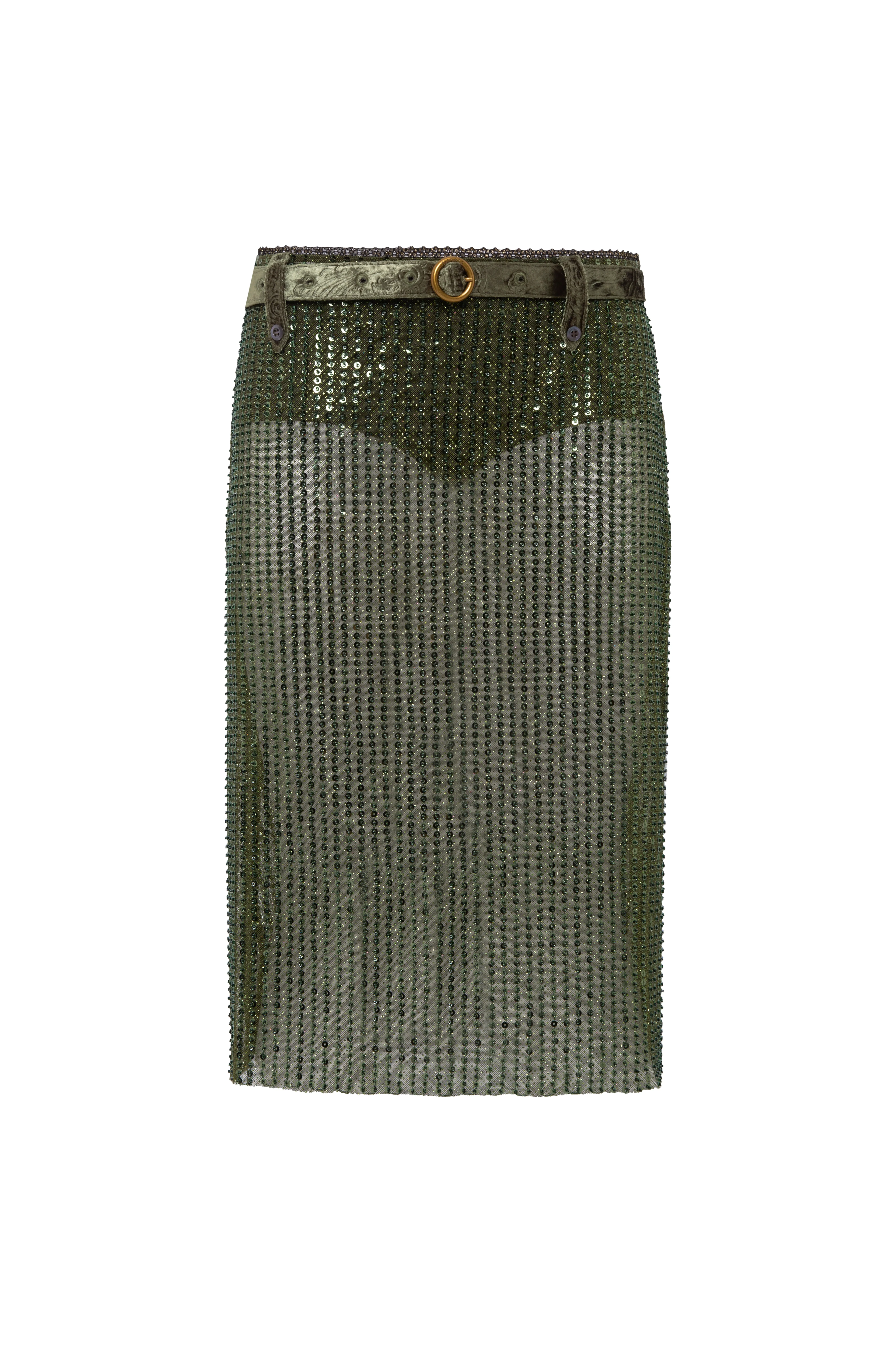 ESTELLE - Sequin sheer midi skirt with belt detail - Image 5