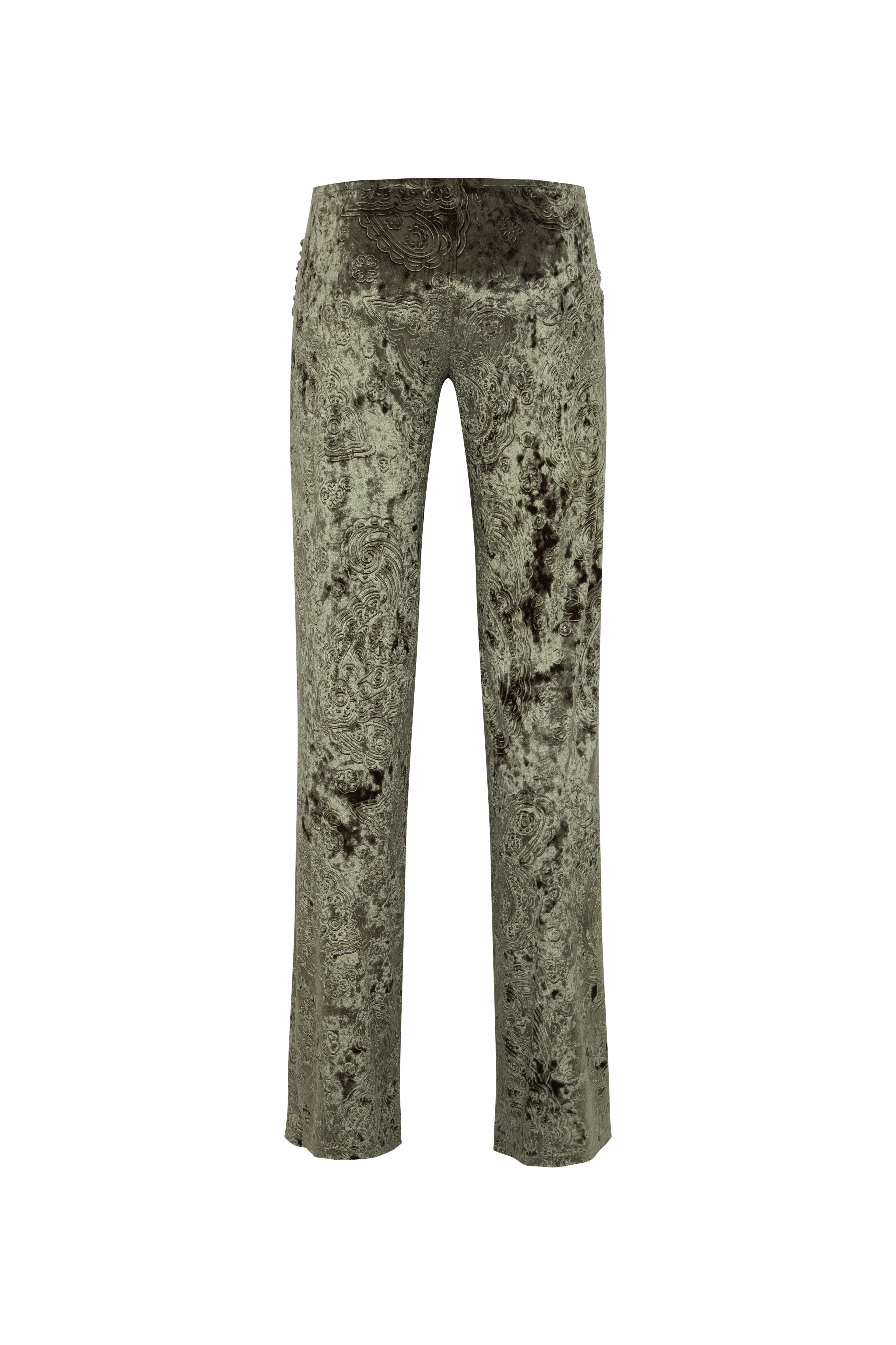FERN - Low-rise velvet devoré pants - Image 6