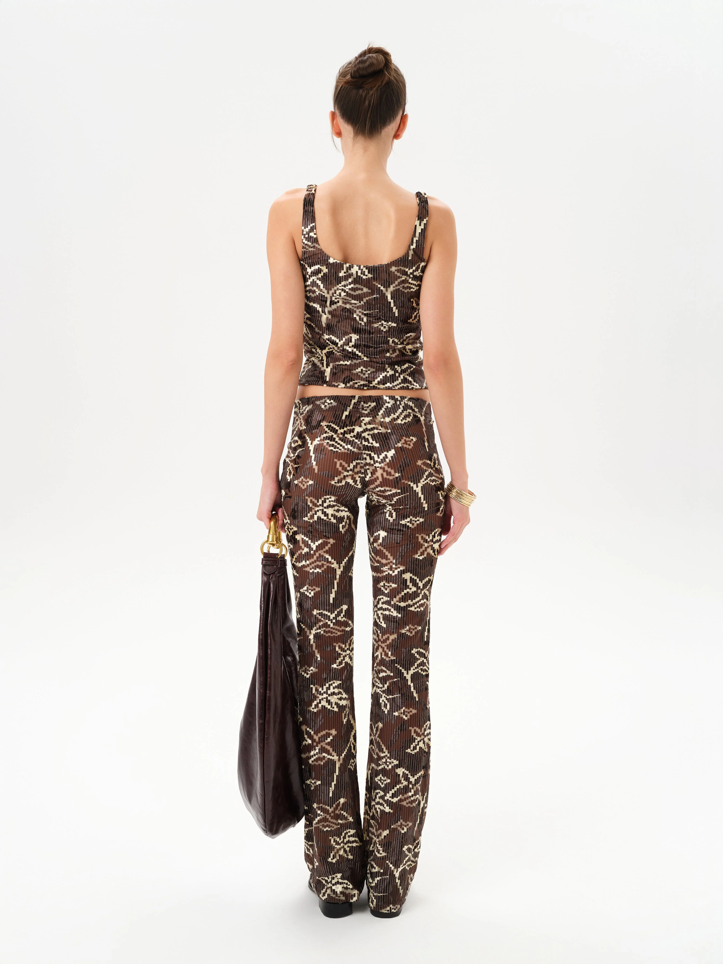 FLO - Low-rise printed velvet pants - Image 4