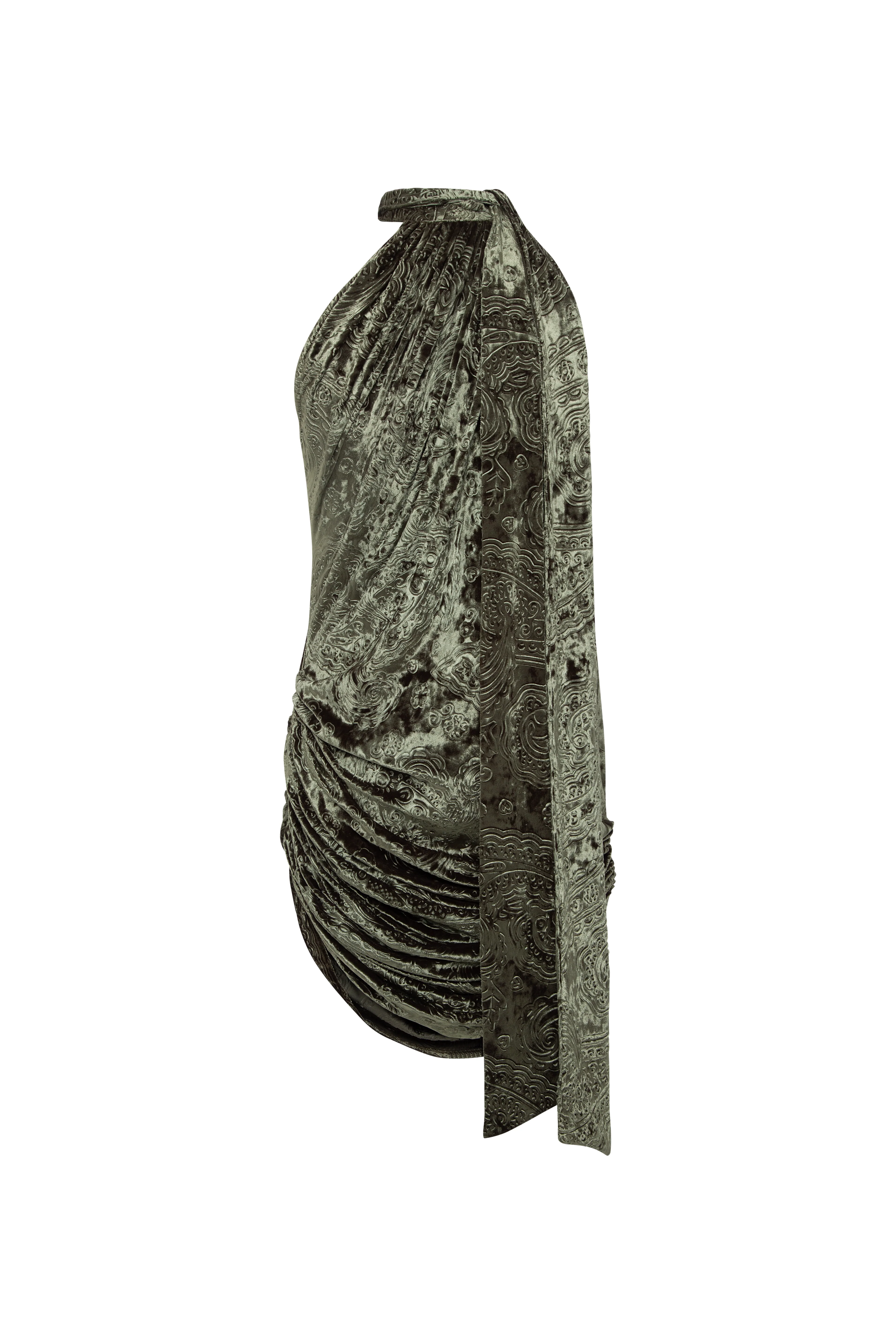 FRANKY - Velvet devoré mini halter dress - Image 5
