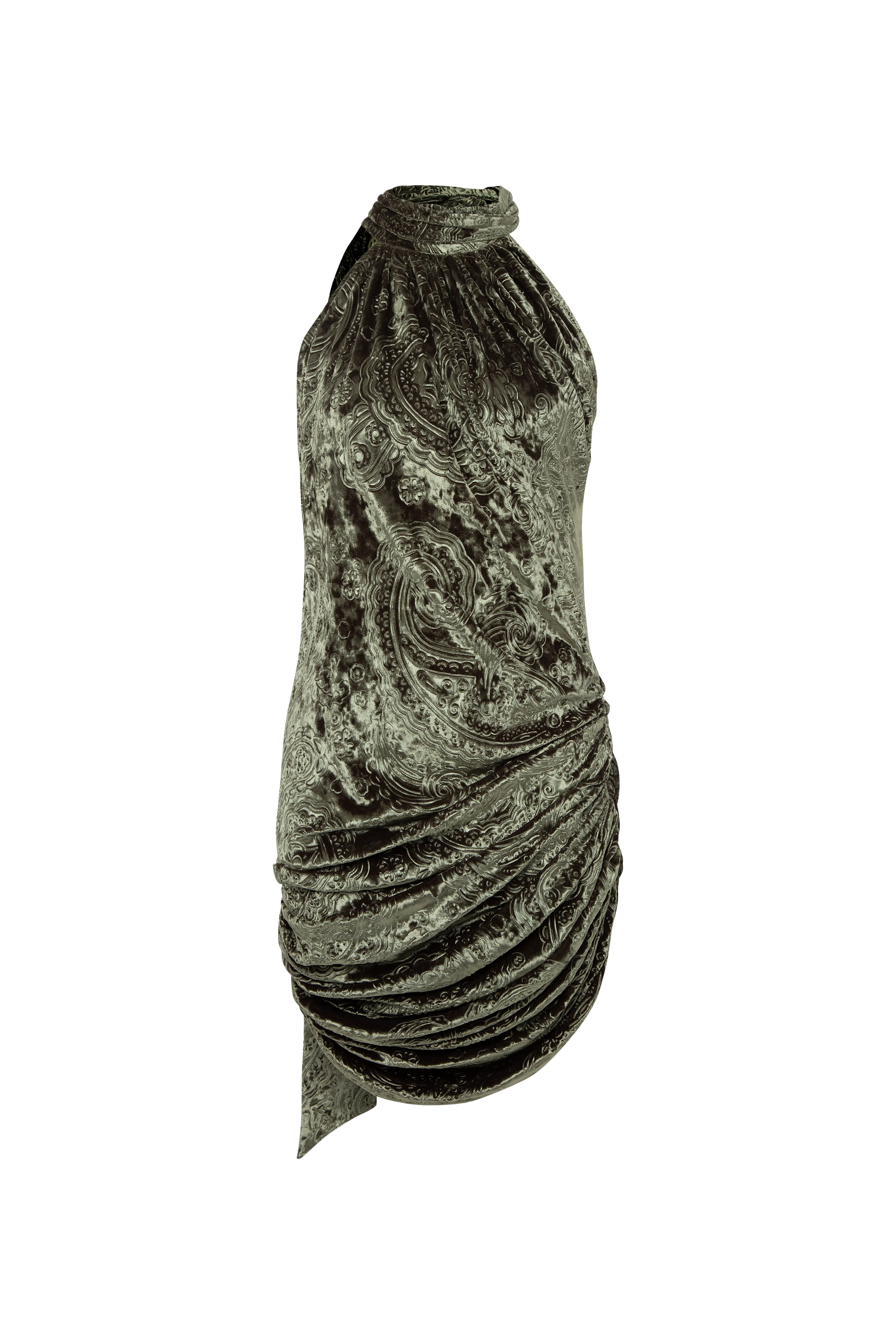 FRANKY - Velvet devoré mini halter dress - Image 6