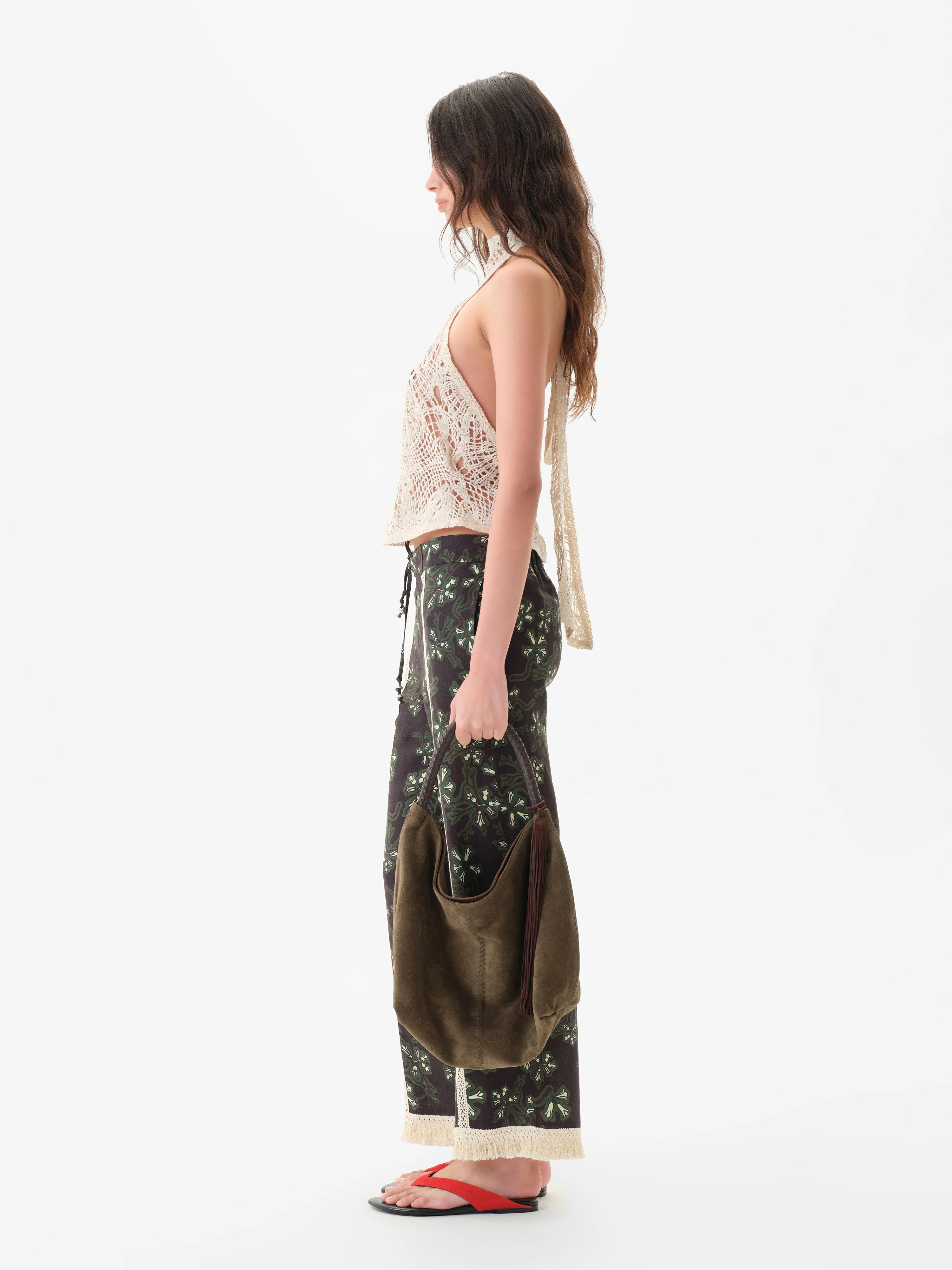 GALIA MEDIUM - Suede shoulder bag with removable tassel charm - Image 2