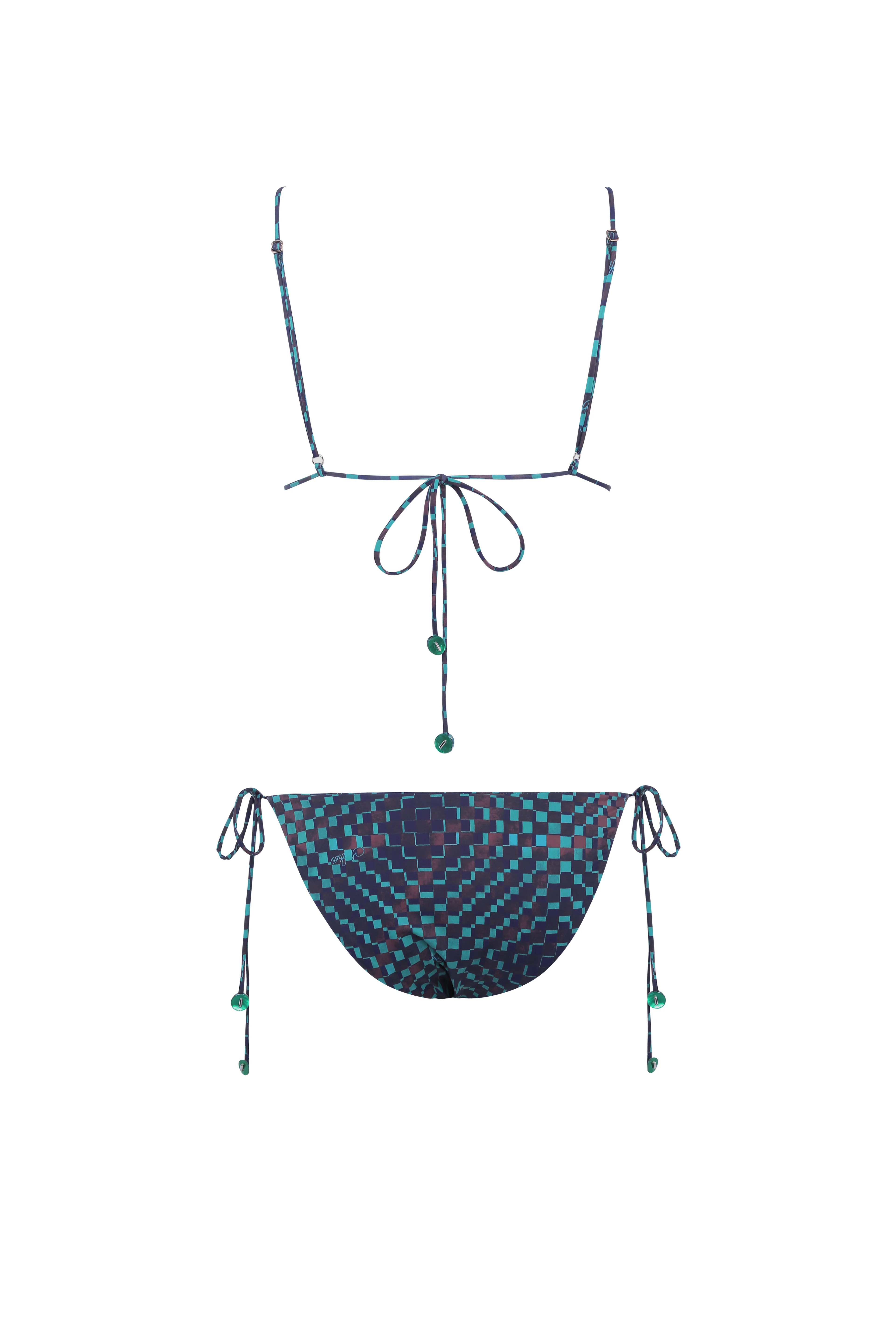 GIA - Printed triangle bikini top with beaded straps - Image 6