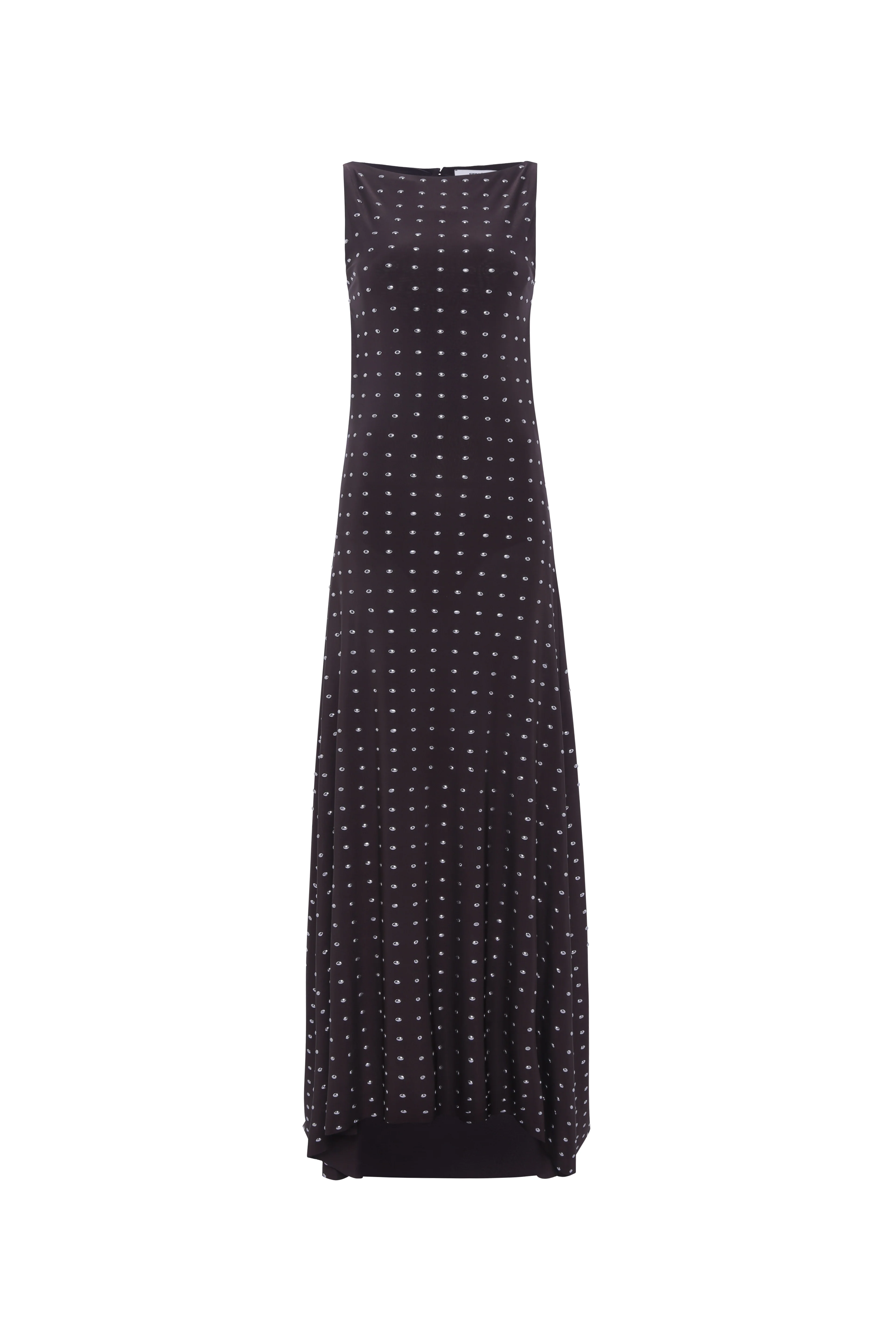 GRACE - Sleeveless maxi dress in stretch jersey with all-over metal studs - Image 5