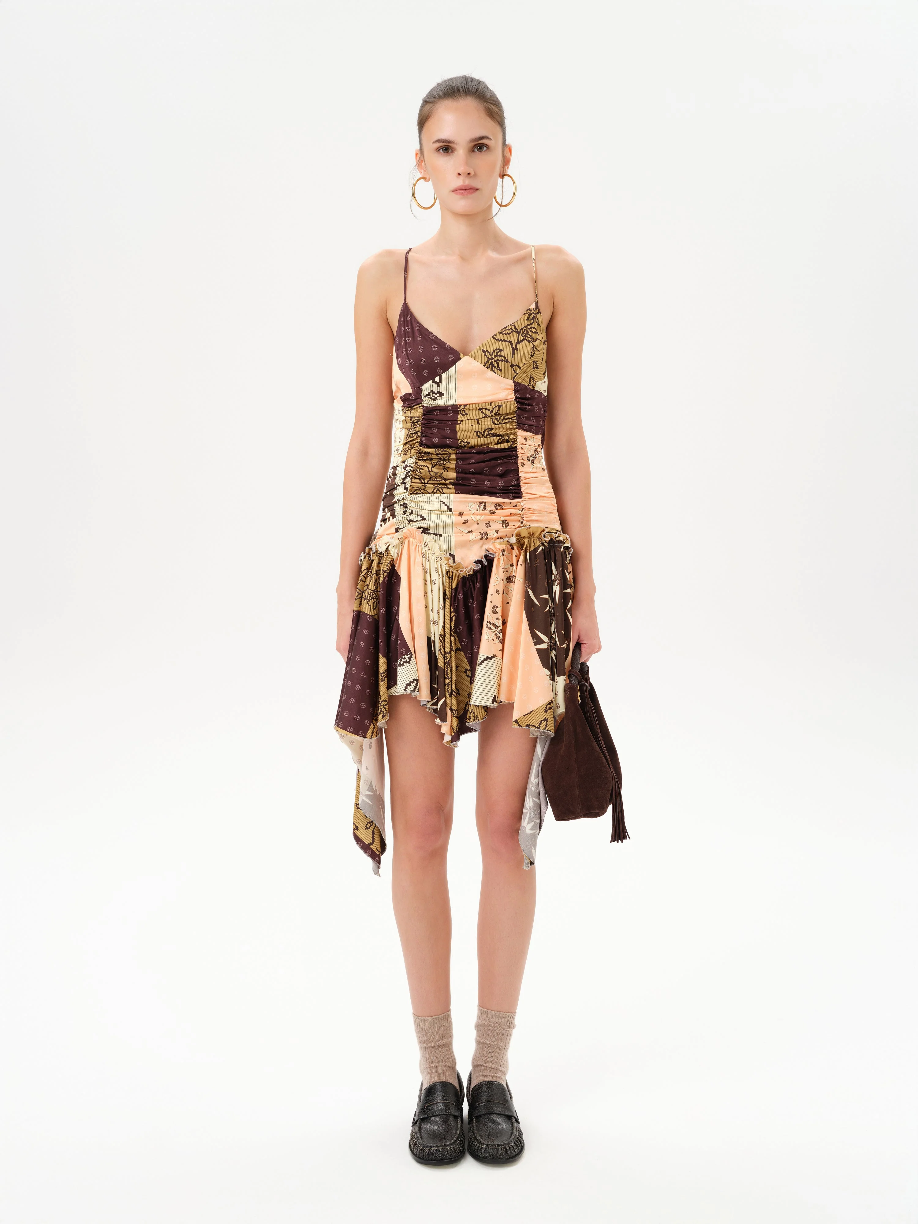 JAZ - Patchwork mini dress with ruffles