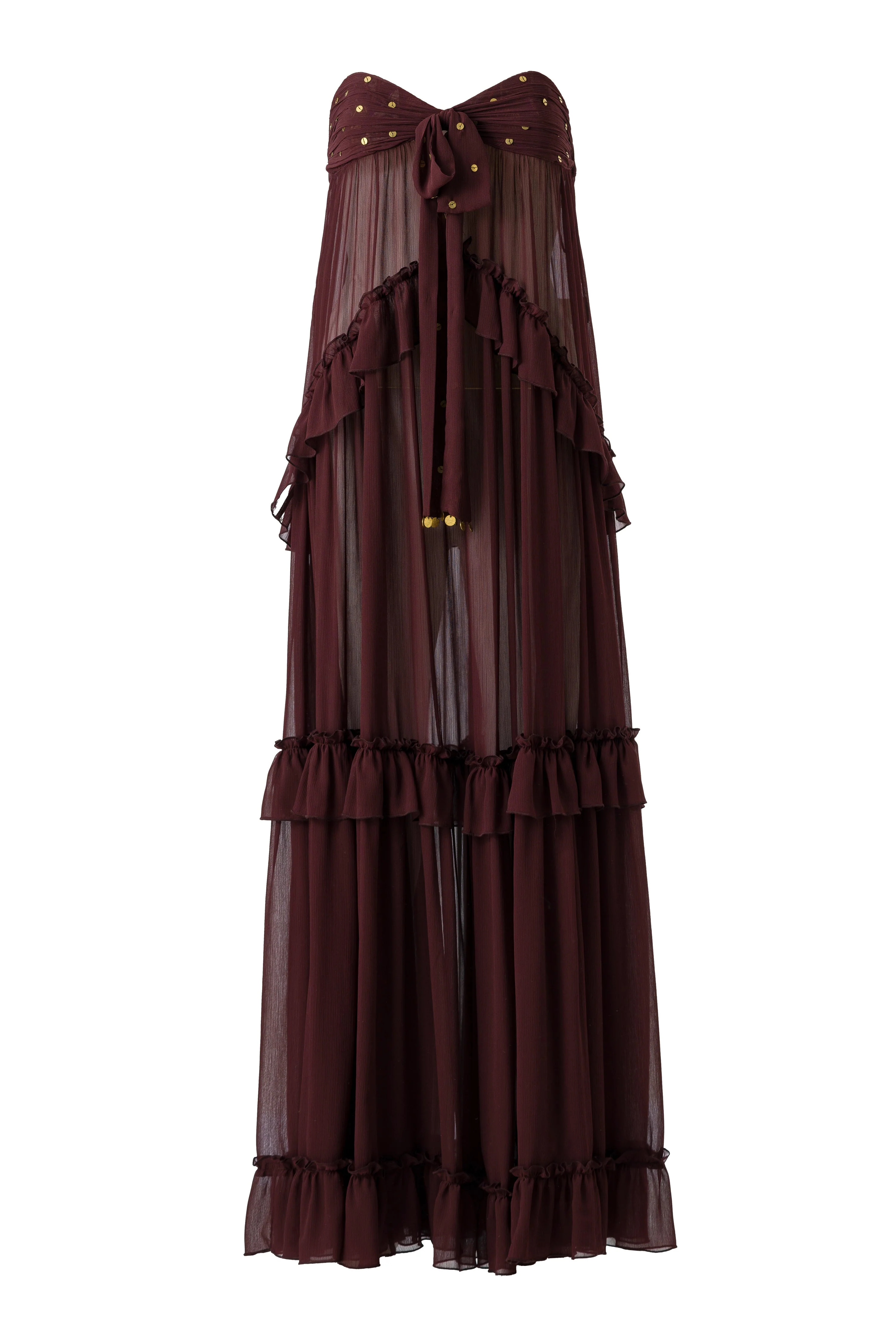 JOSIANE - Bead-embellished ruffled maxi dress - Image 4