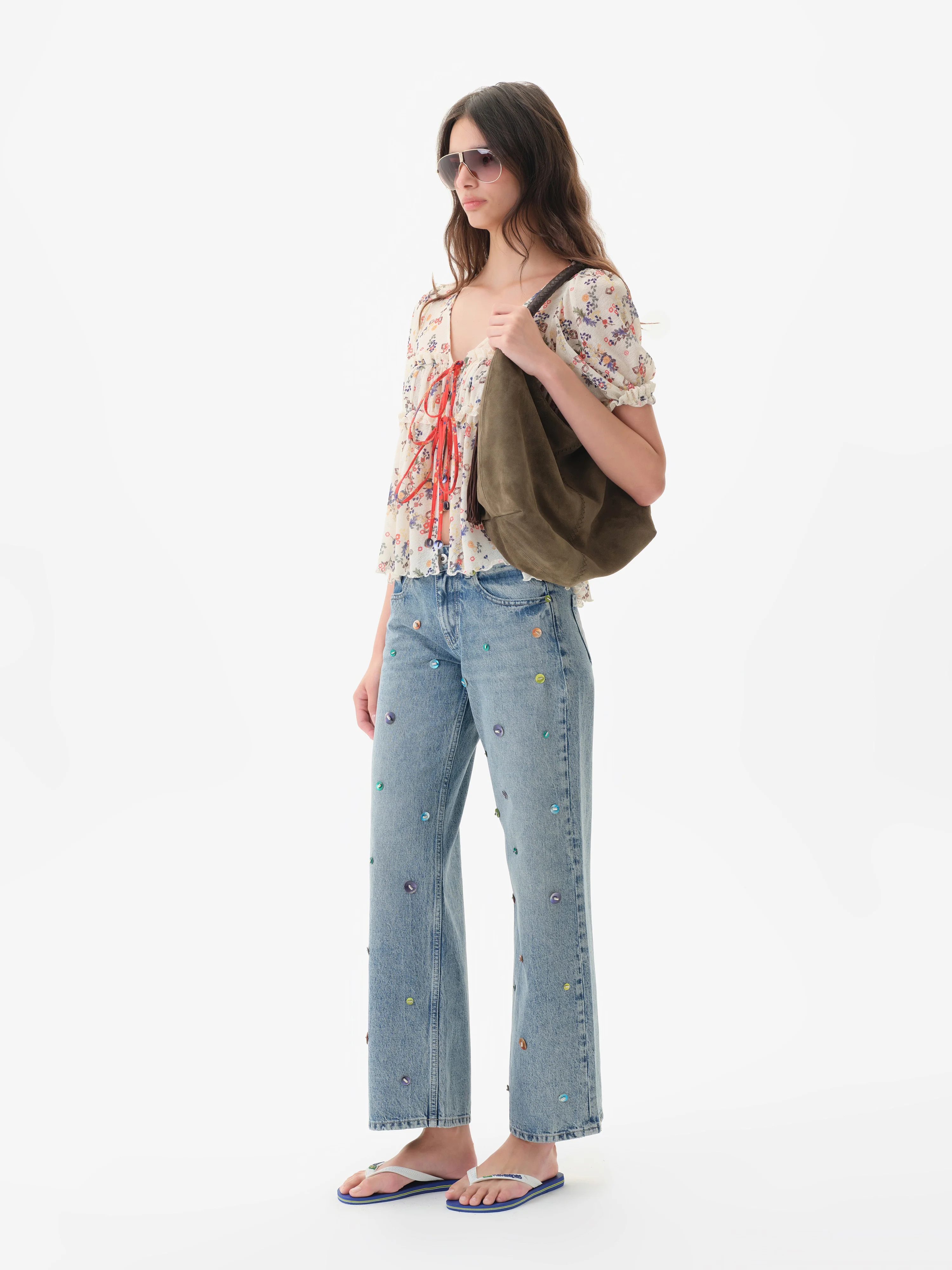 JUNIE - Beaded straight-leg jeans - Image 2