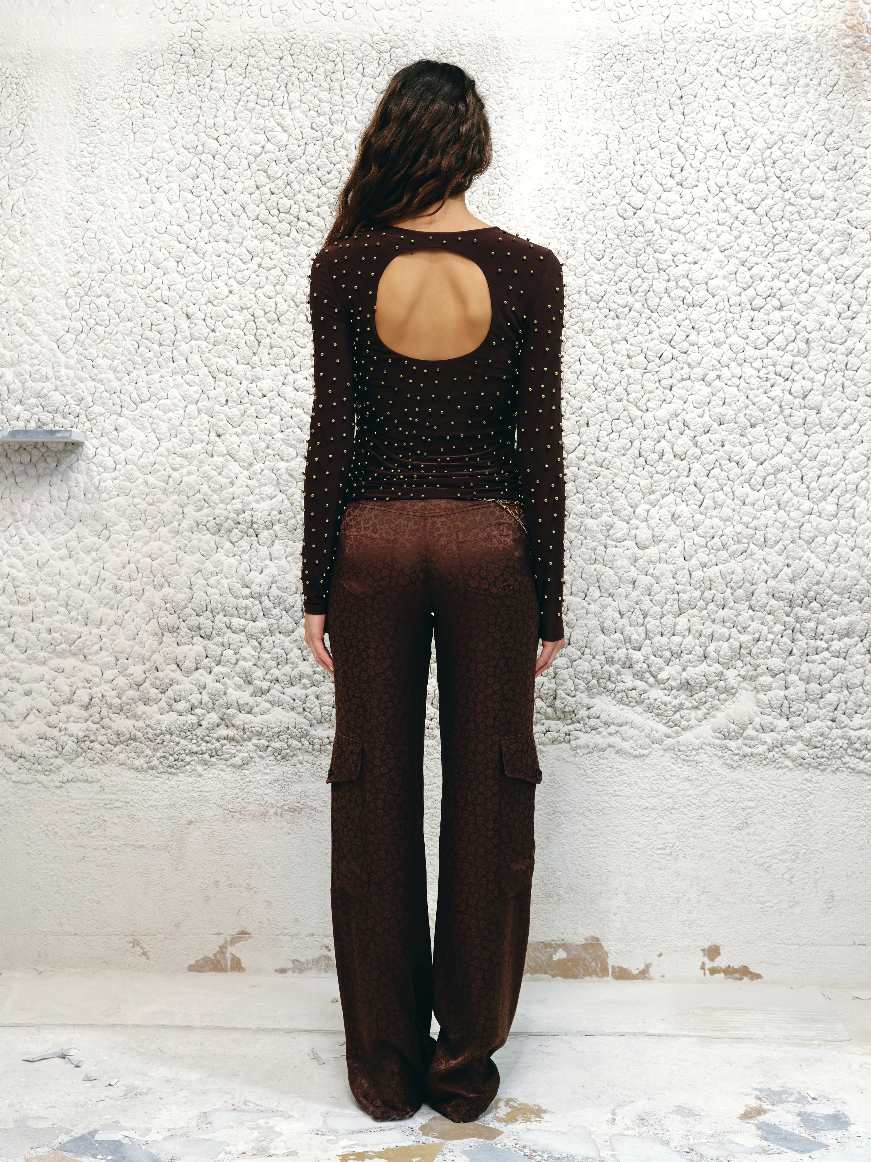 KIMMY - Jacquard satin cargo pants - Image 3