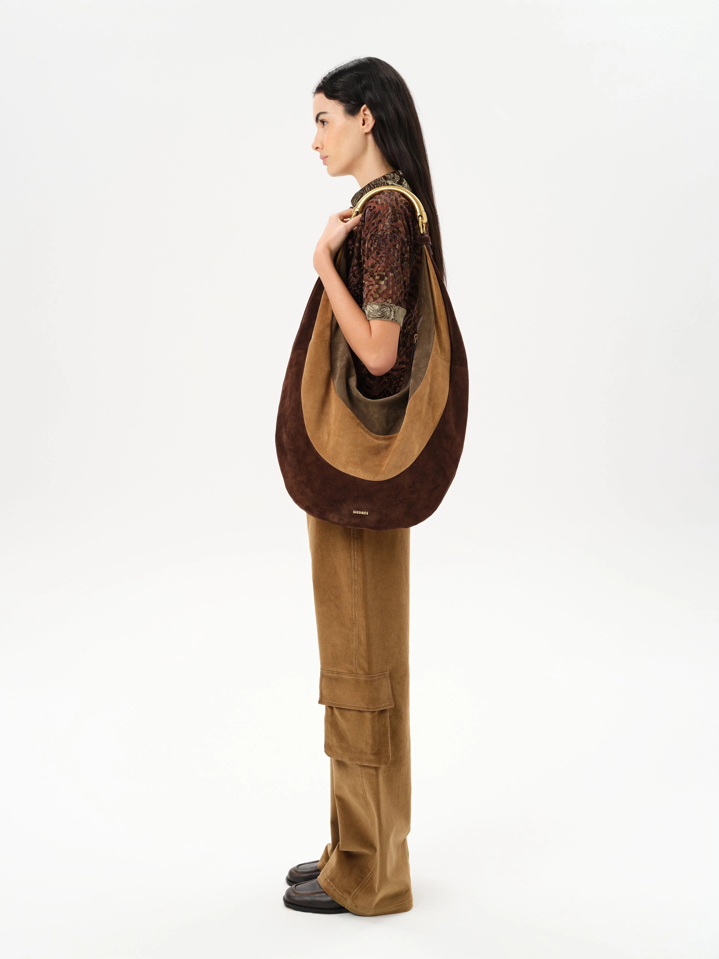 LENA - Contrast printed collar velvet devoré short-sleeve polo - Image 4