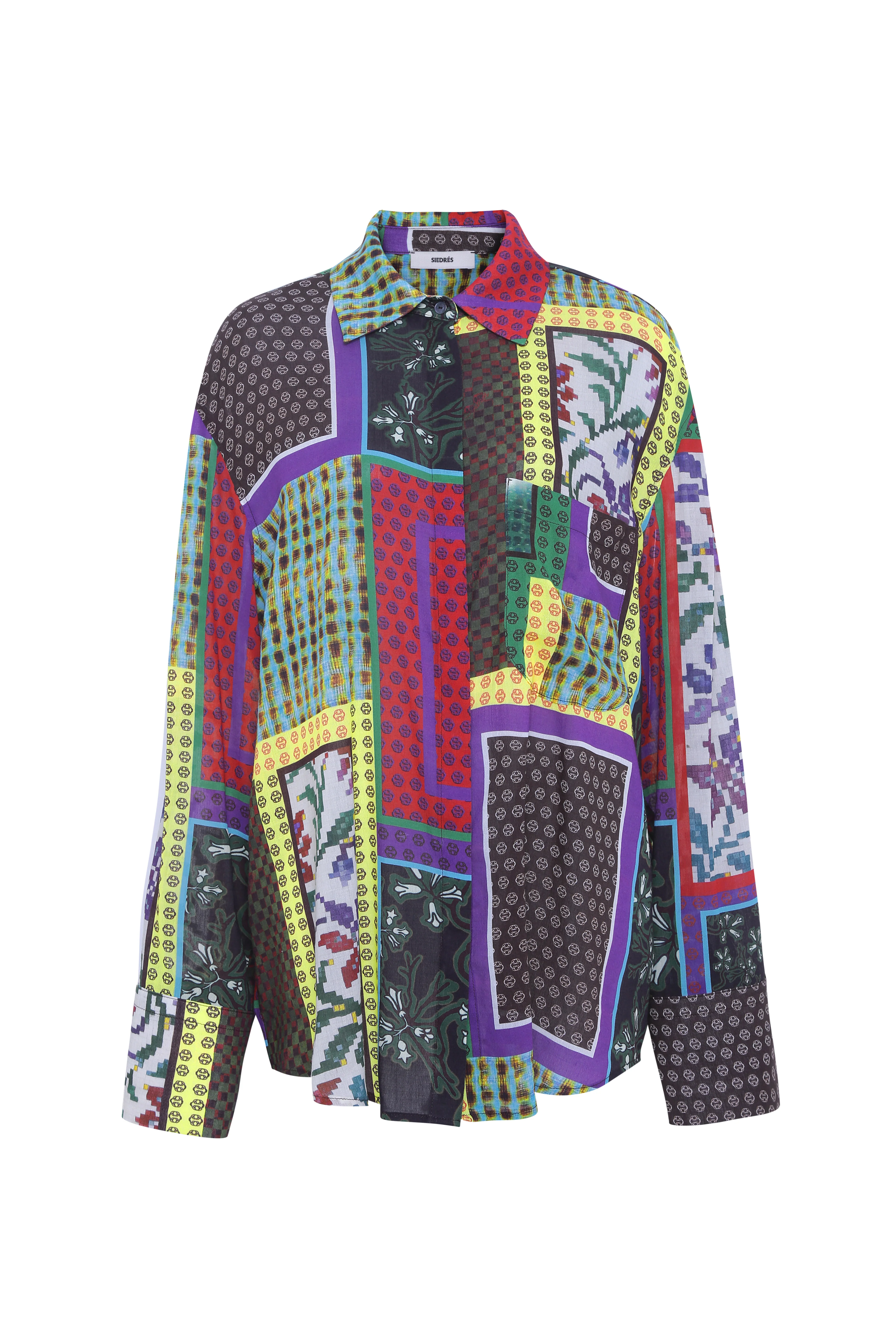 LOU - Patchwork print oversized button down shirt - Image 6