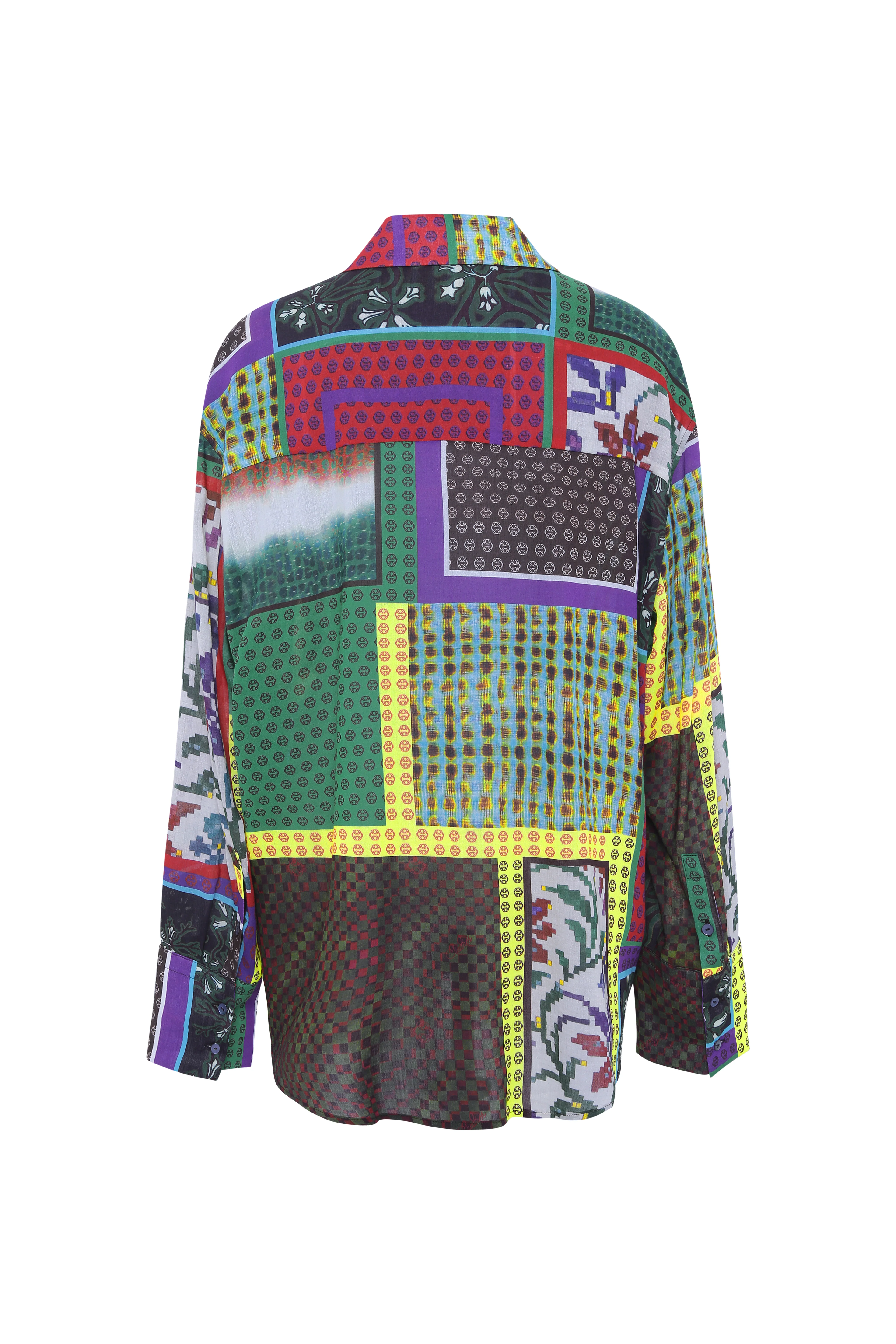 LOU - Patchwork print oversized button down shirt - Image 7