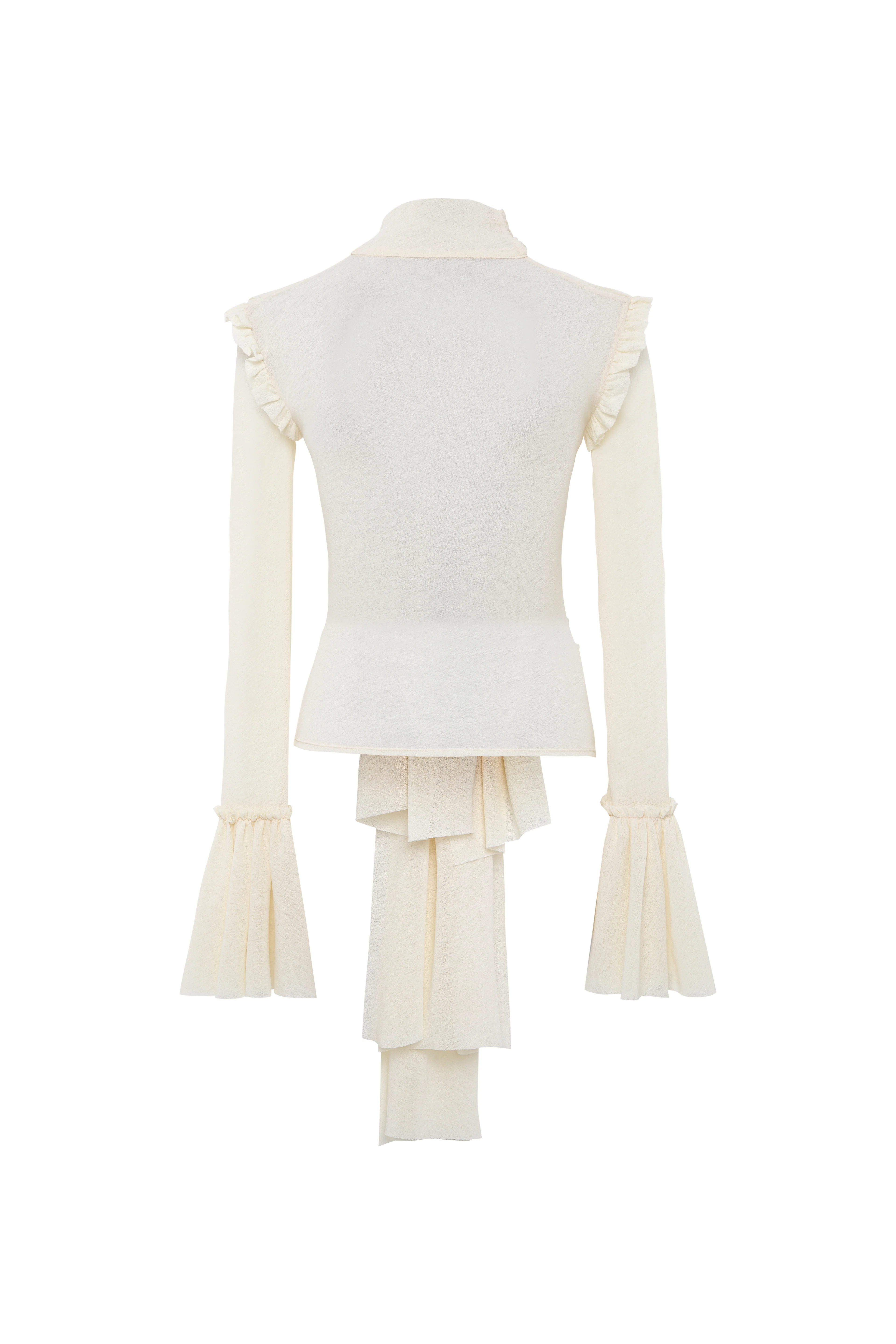 LUNA - Ruched semi sheer mesh top with layered front tie details - Image 7