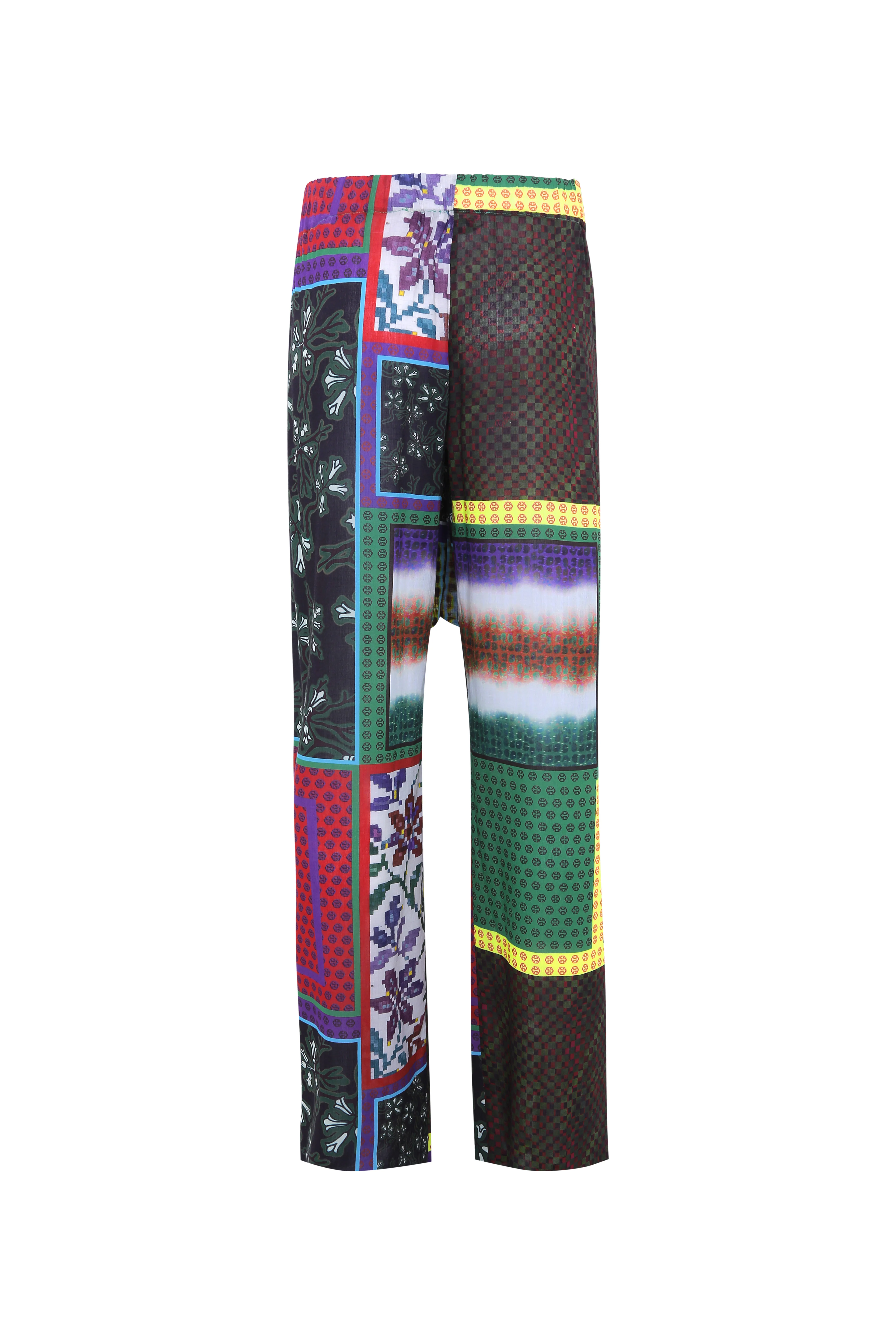 MANOCE - Patchwork print wide-leg pants with front tie - Image 5
