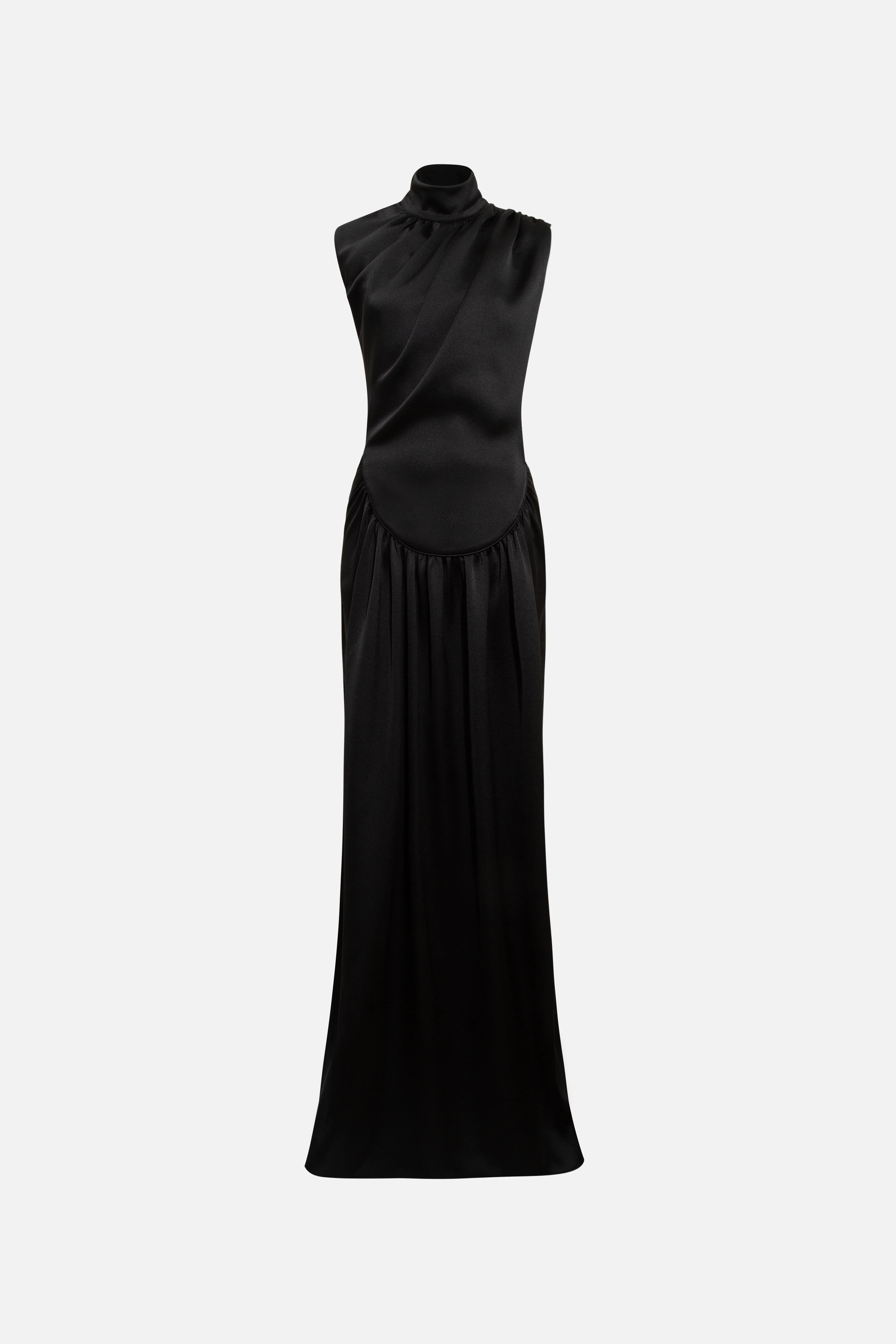 MARGOT - Open-back silver-trimmed satin maxi dress - Image 6