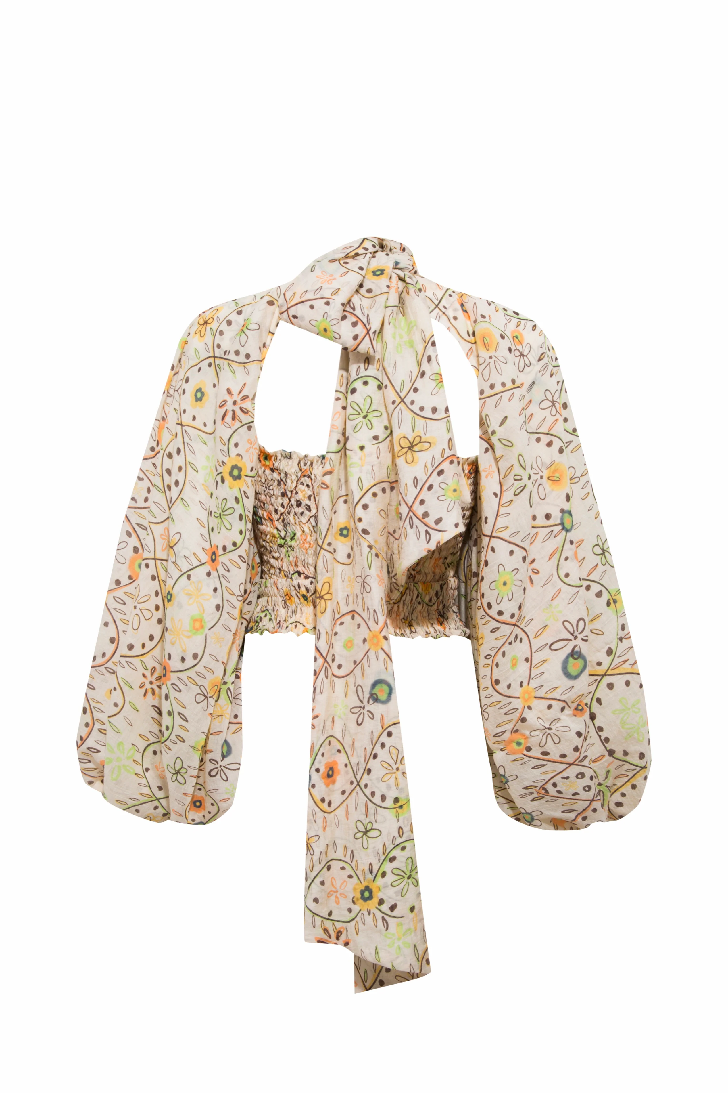 MARIS - Printed organza top with voluminous sleeves - Image 2