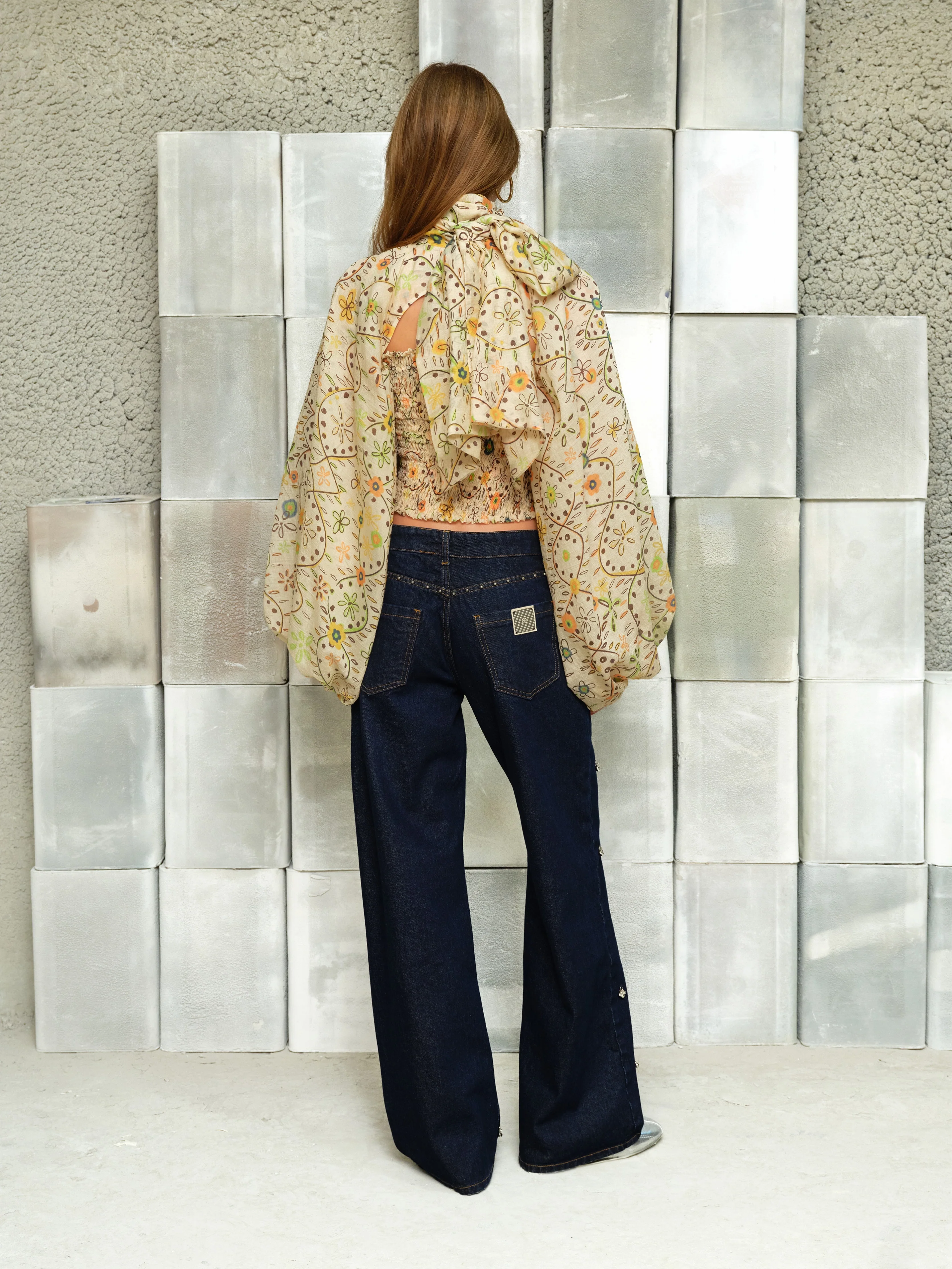 MARIS - Printed organza top with voluminous sleeves - Image 4