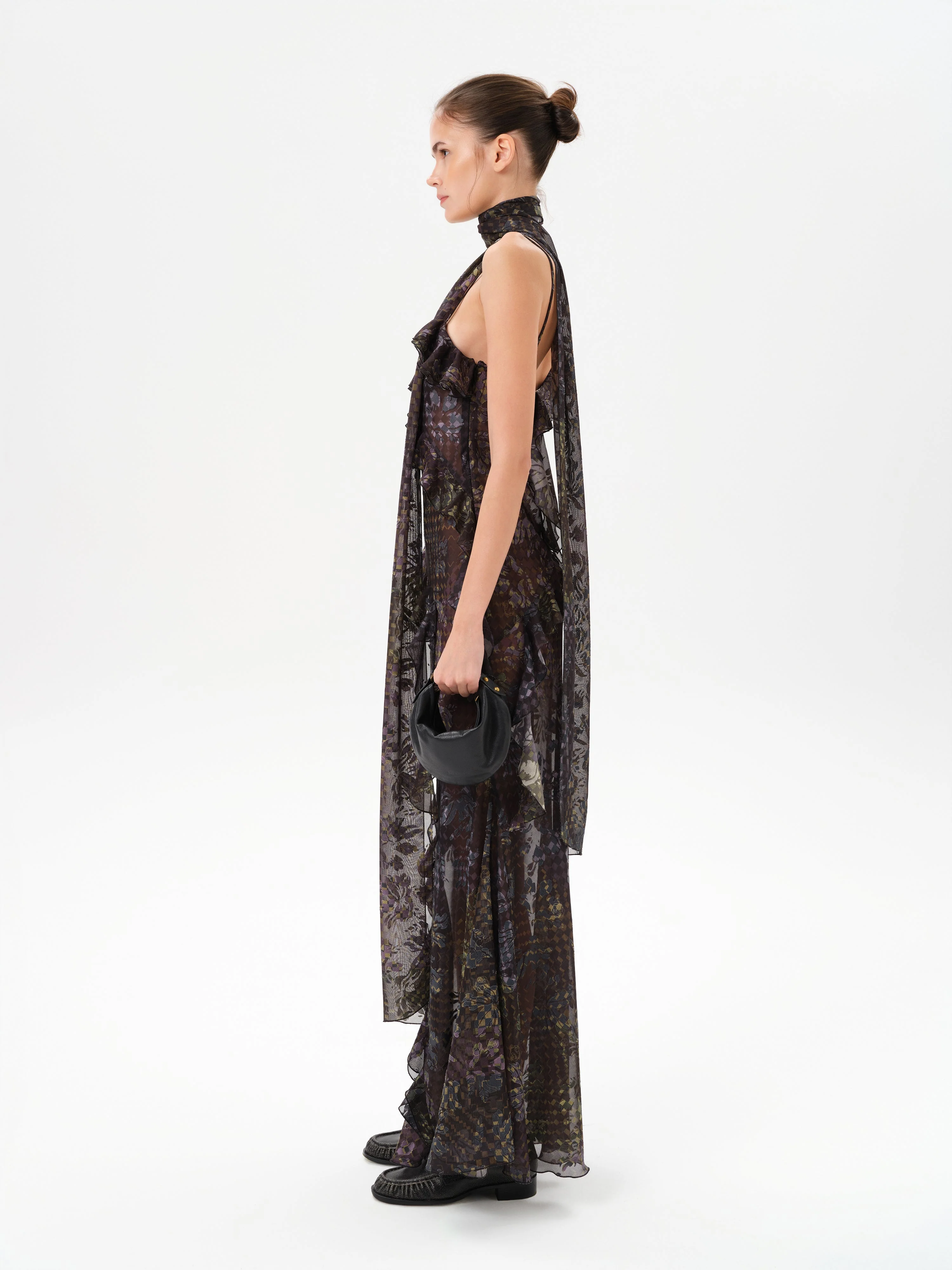 MONICA - Ruffled devoré chiffon maxi dress - Image 3