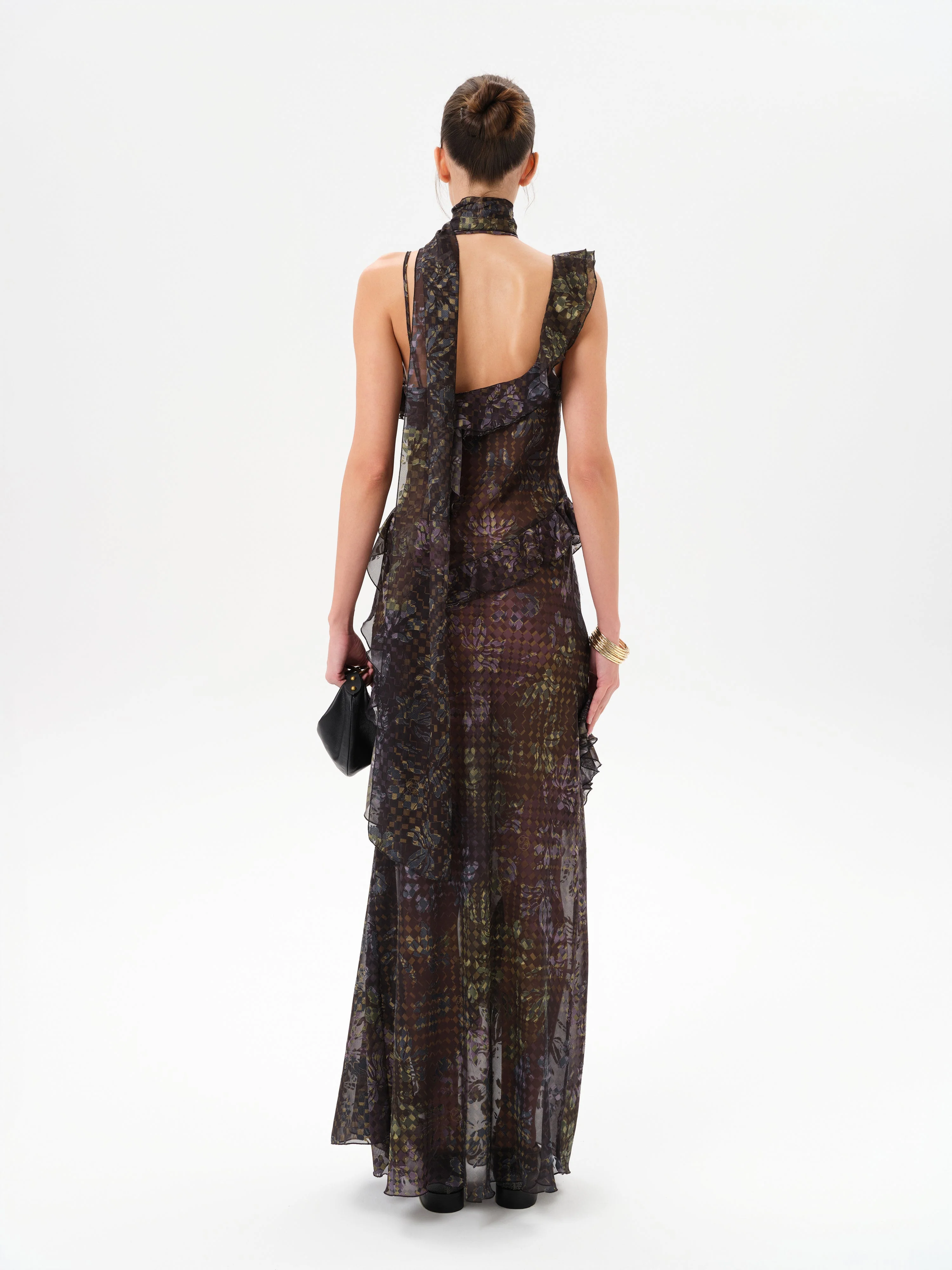 MONICA - Ruffled devoré chiffon maxi dress - Image 4