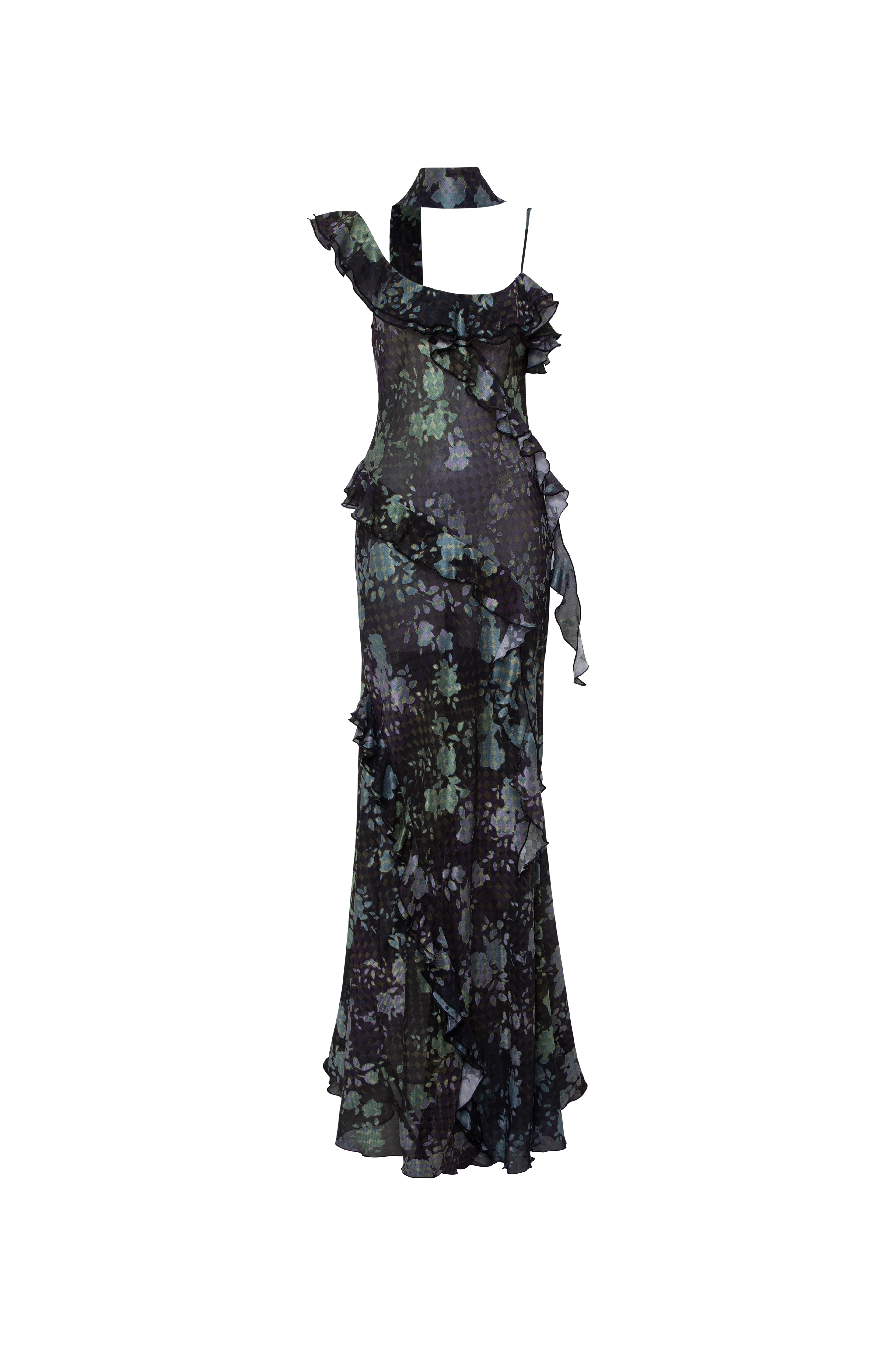 MONICA - Ruffled devoré chiffon maxi dress - Image 5