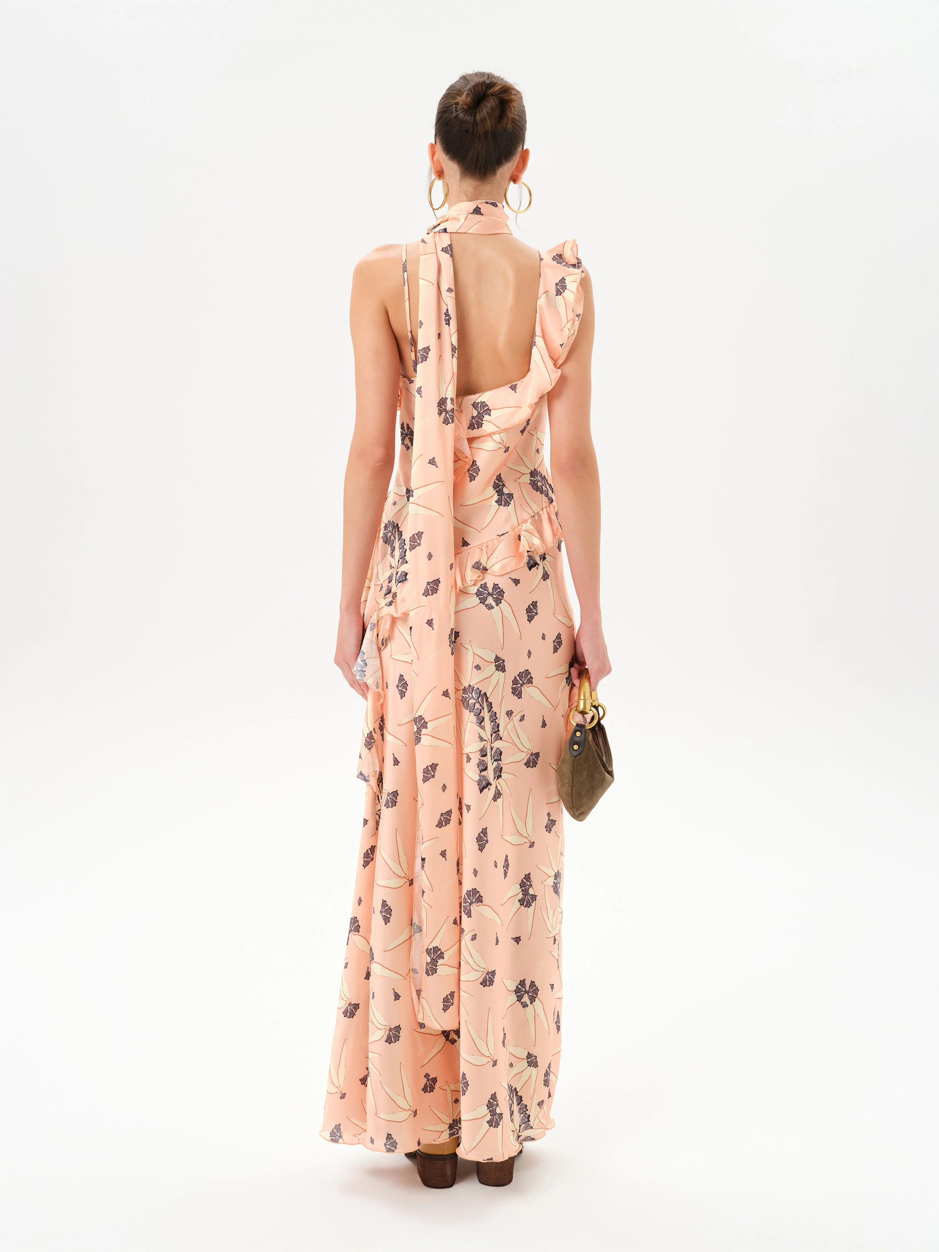 MONICA - Ruffled satin maxi dress - Image 4