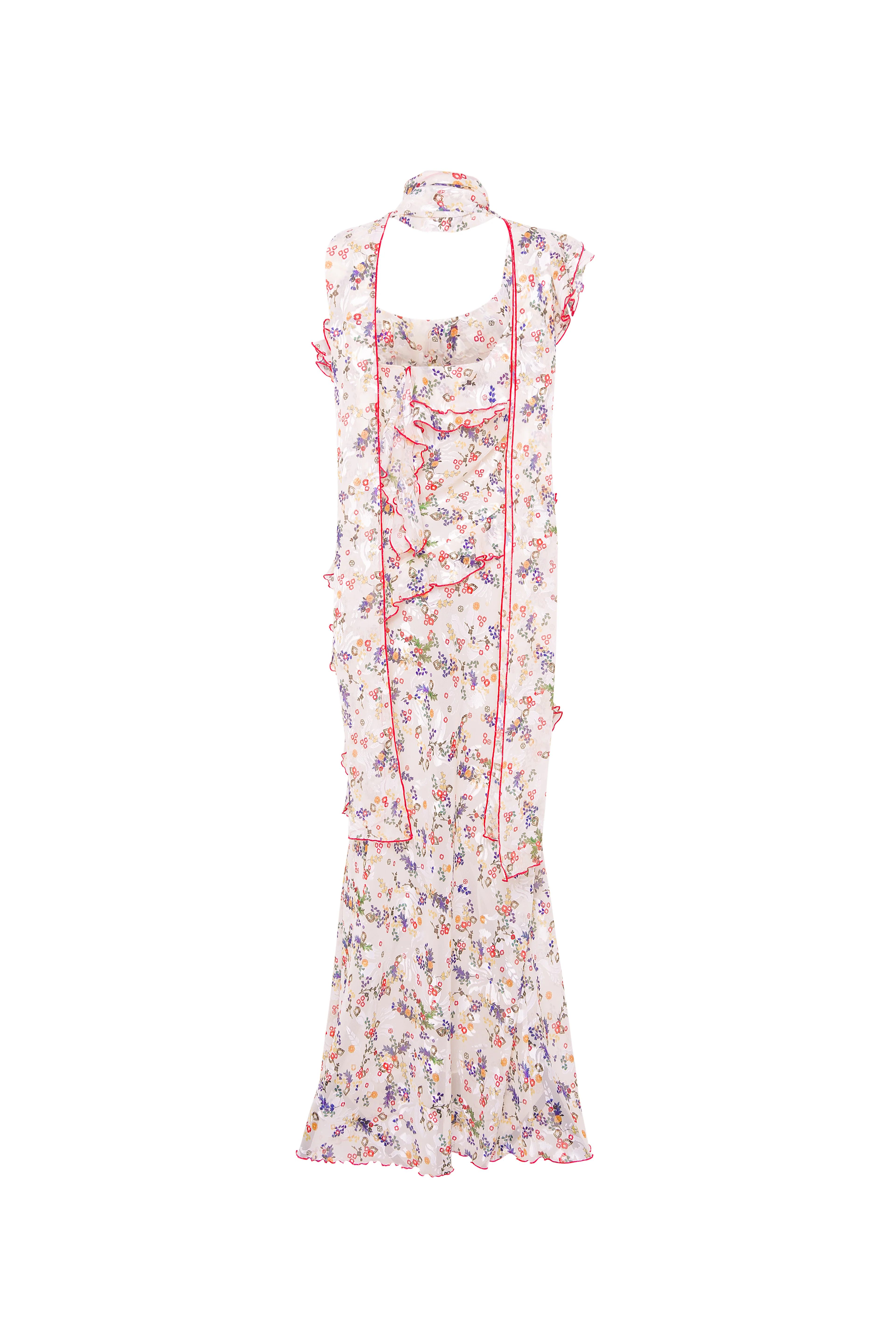 MONICA - Ruffled devoré chiffon maxi dress with scarf detail - Image 6