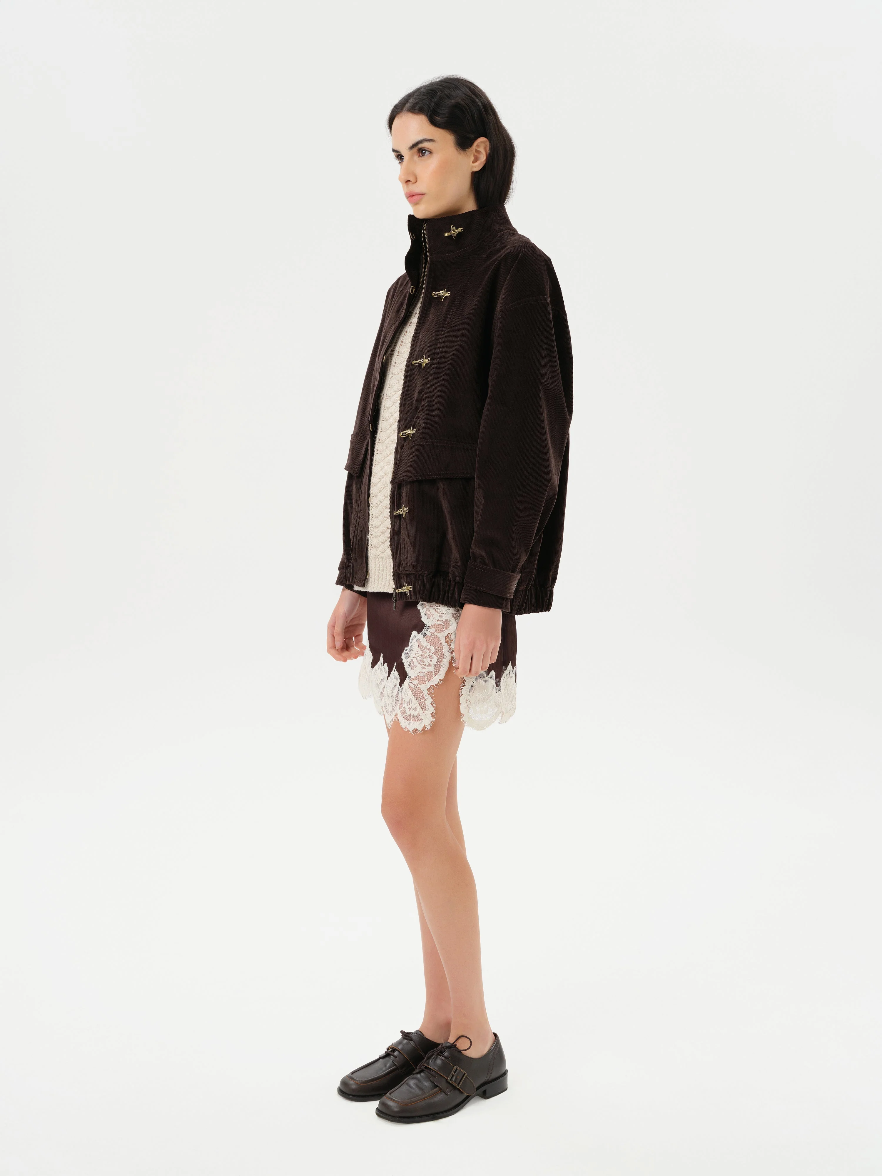 NIERA - Lace-trimmed mini satin skirt - Image 2