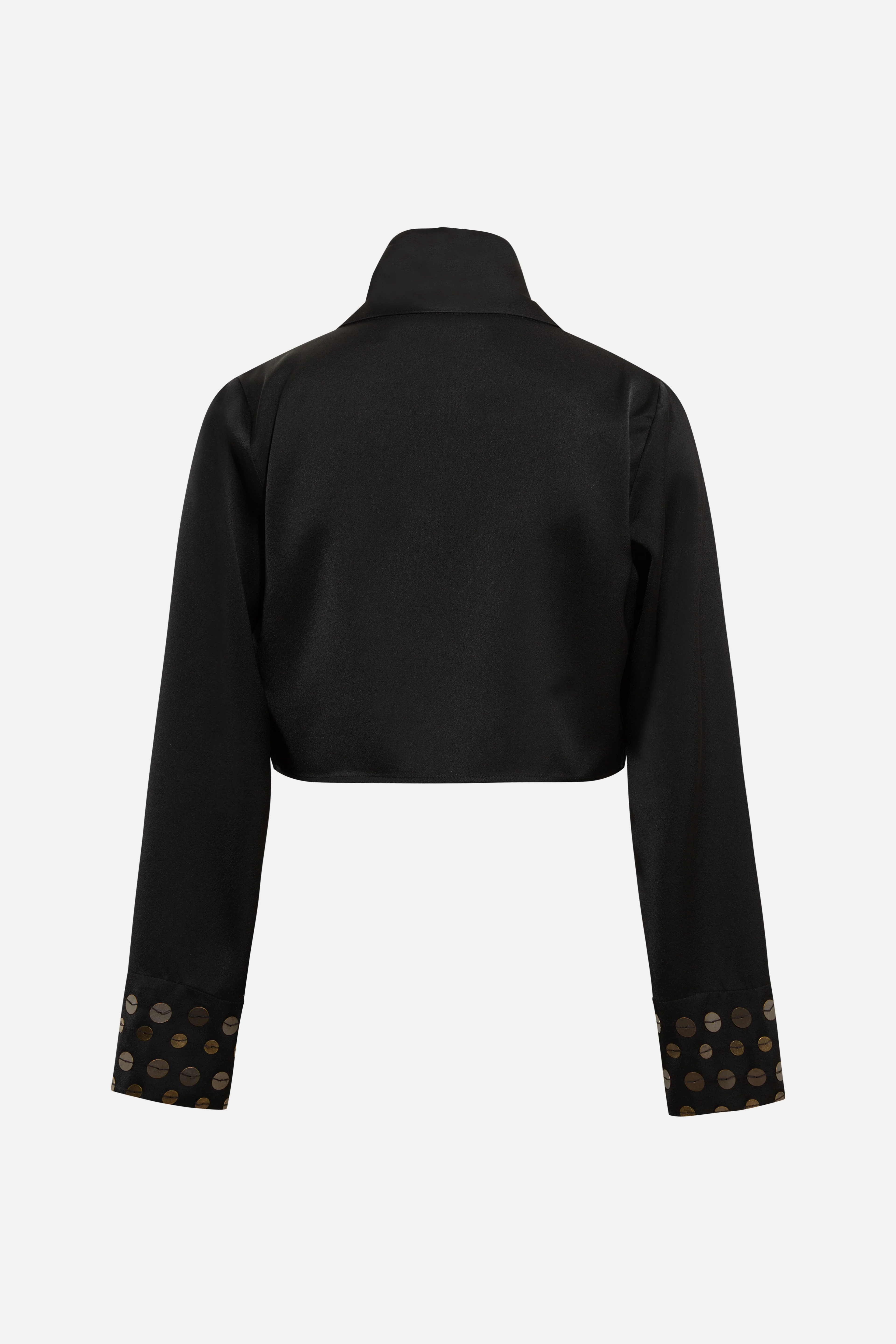 NOVA - Satin cropped shirt with embroidered sleeve cuffs - Image 7